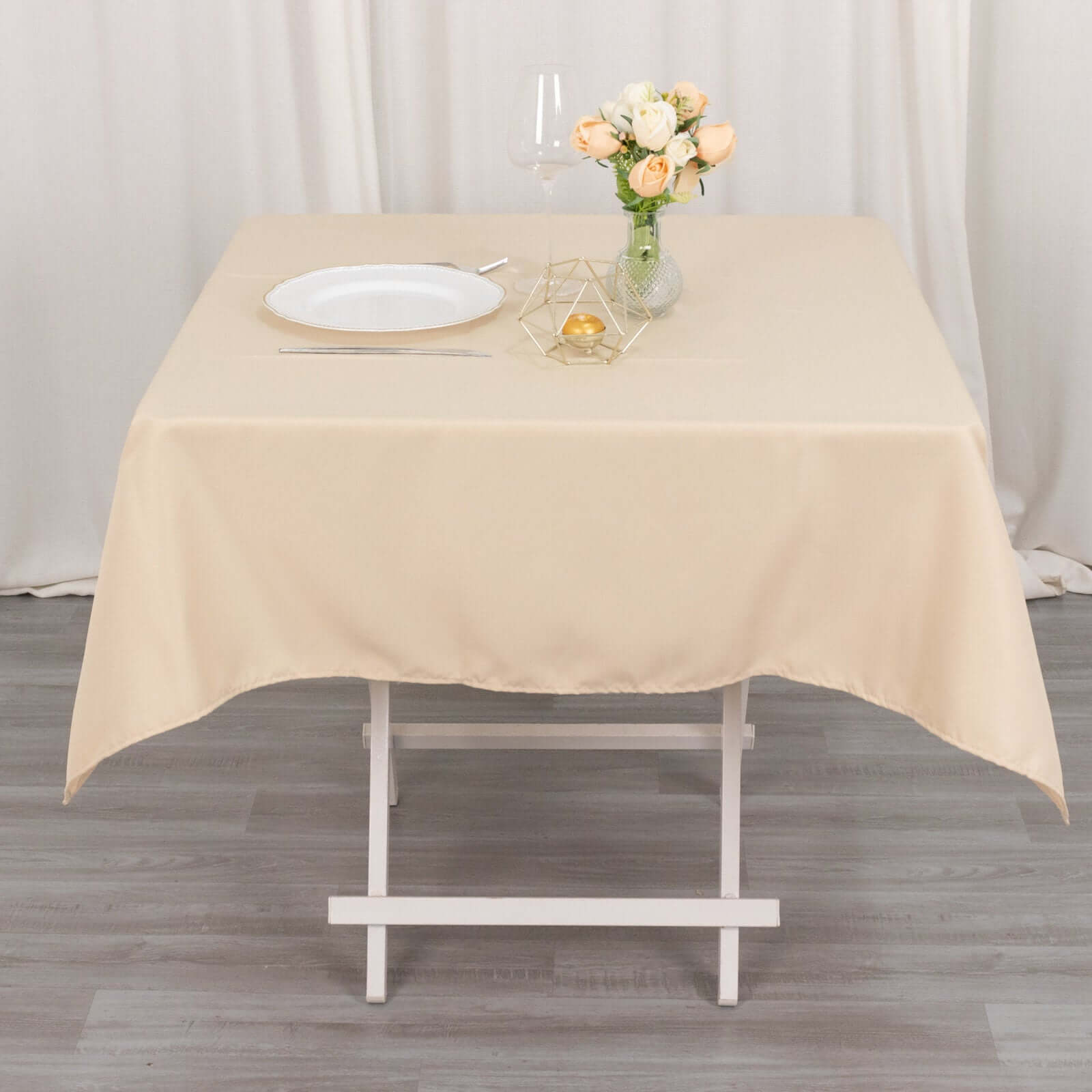 Premium Polyester 54x54 Square Tablecloth Beige - Stain and Wrinkle-Resistant 220GSM Table Cover