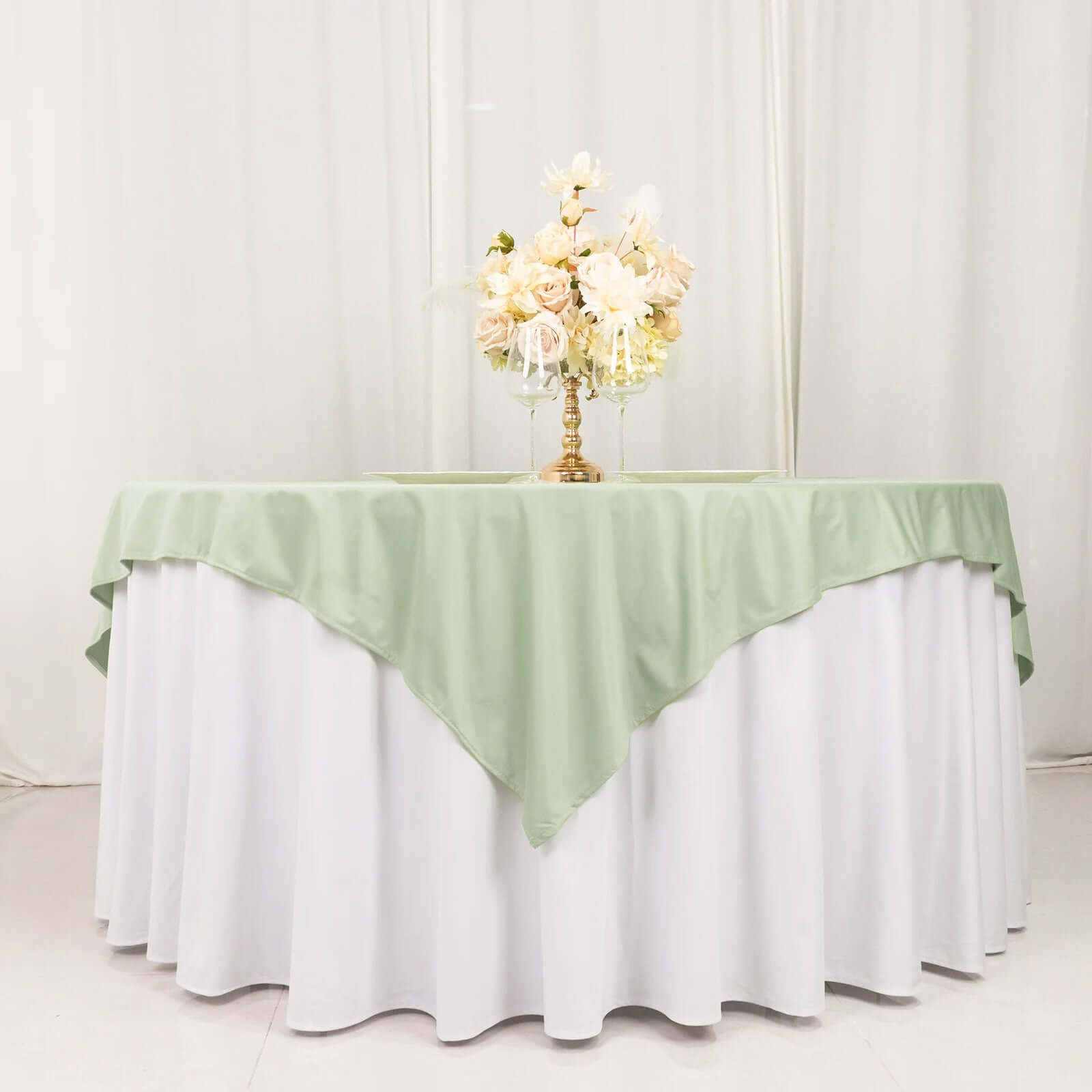 Premium Scuba 70x70 Table Overlay Square Tablecloth Sage Green - Wrinkle Free & Stain Resistant Table Cover