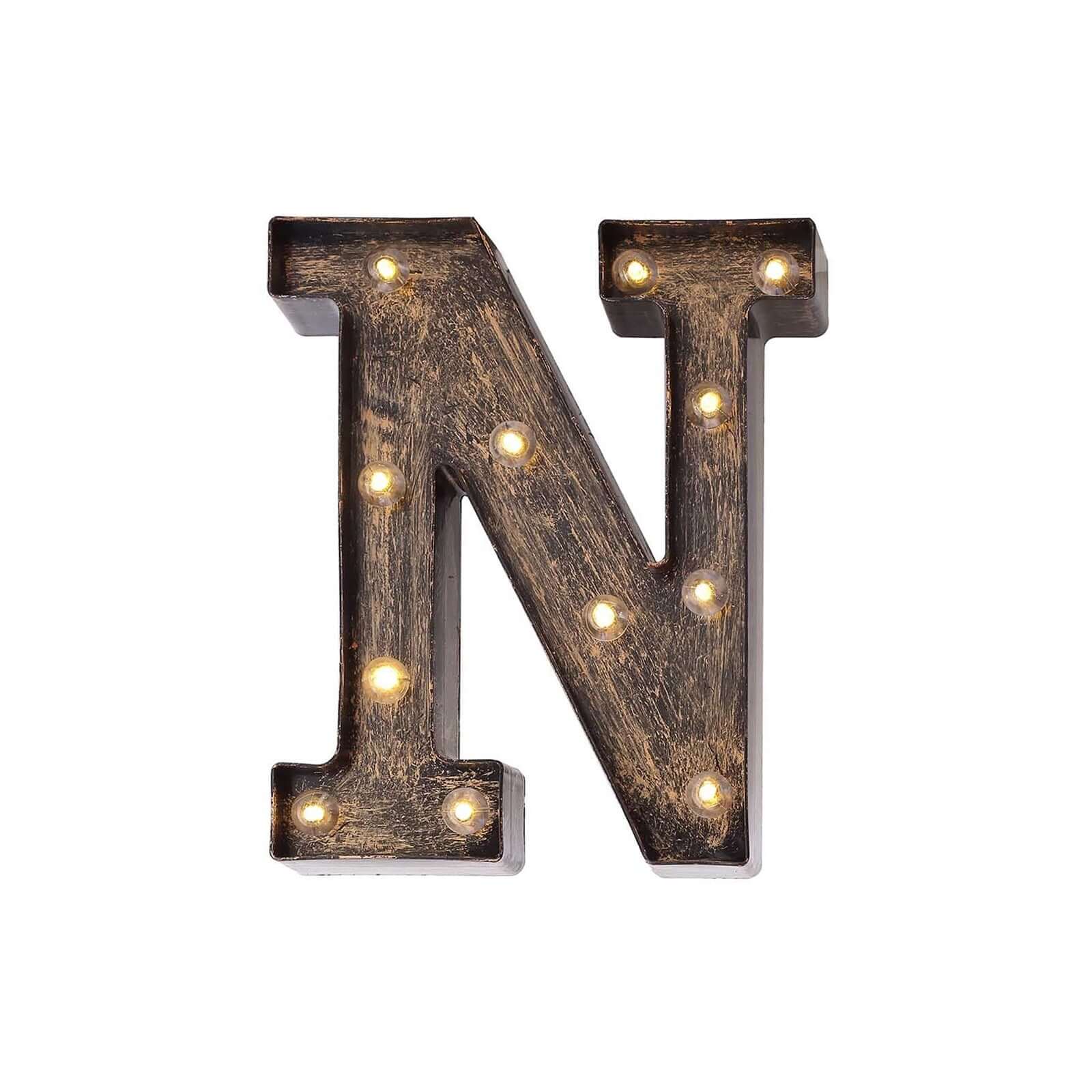 LED Marquee Letter N Industrial Style Antique Black - Light-Up Alphabet Sign for Weddings & Displays 9