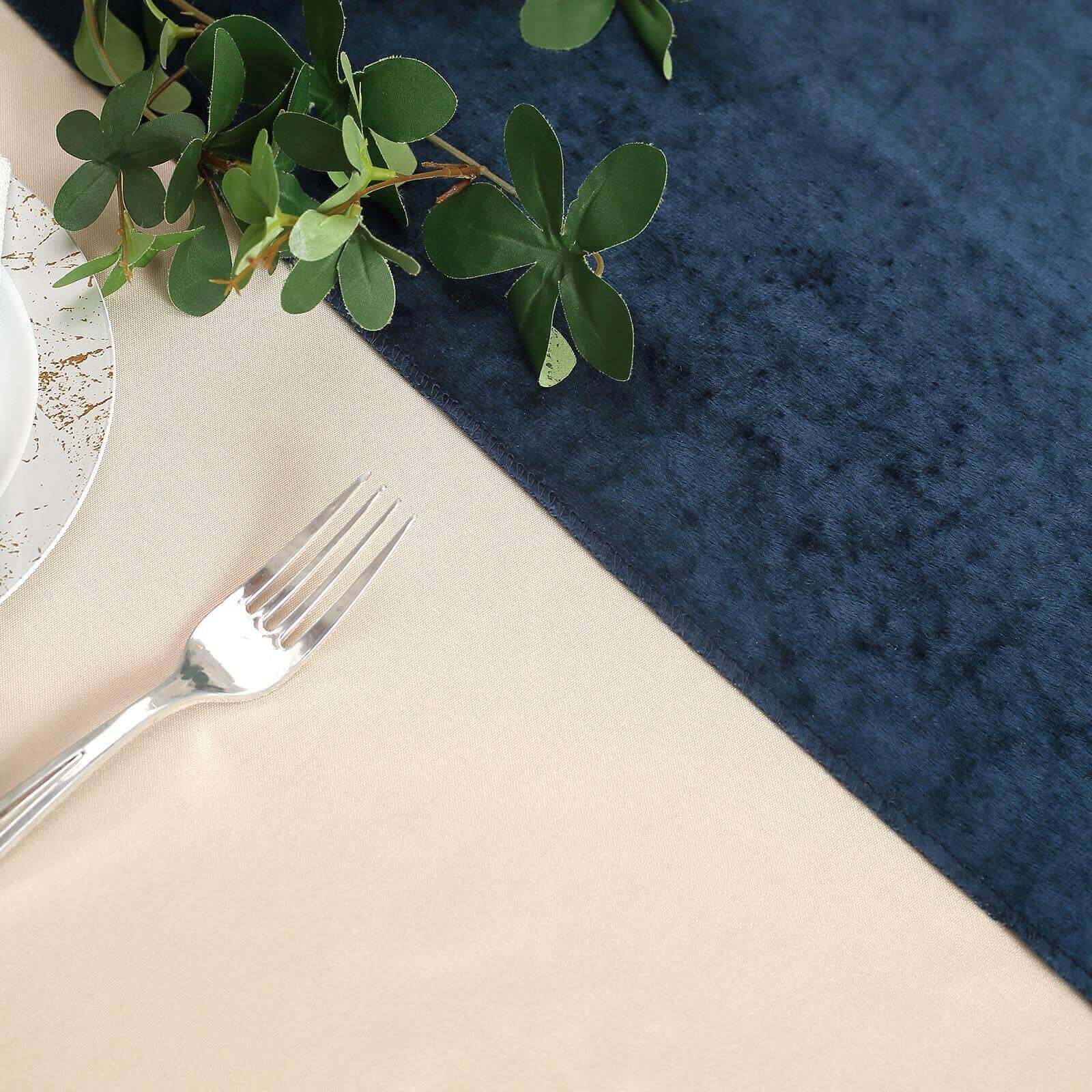 Premium Velvet 12x108 Table Runner Navy Blue - Sheen Finish Reusable Table Decor