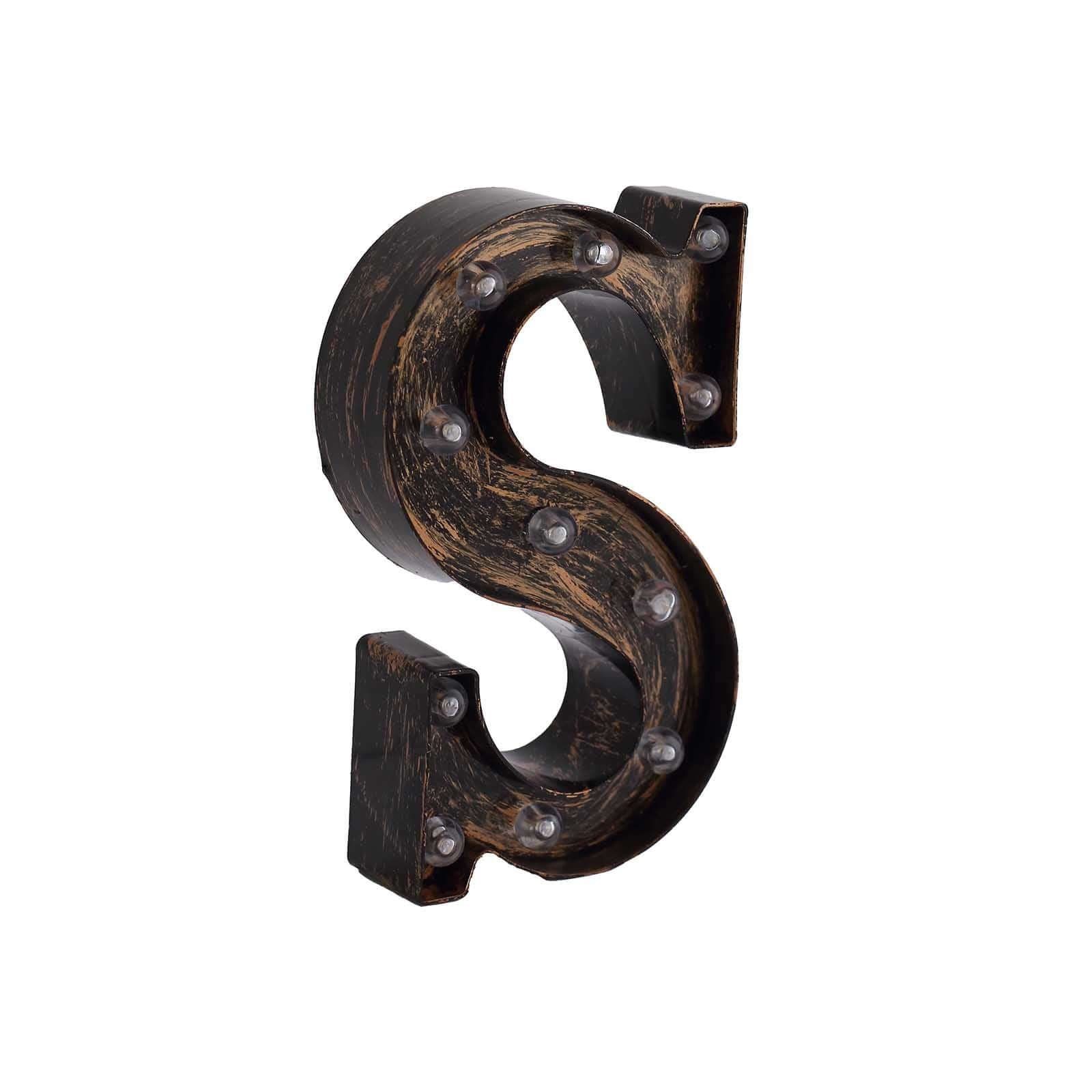 LED Marquee Letter S Industrial Style Antique Black - Light-Up Alphabet Sign for Weddings & Displays 9