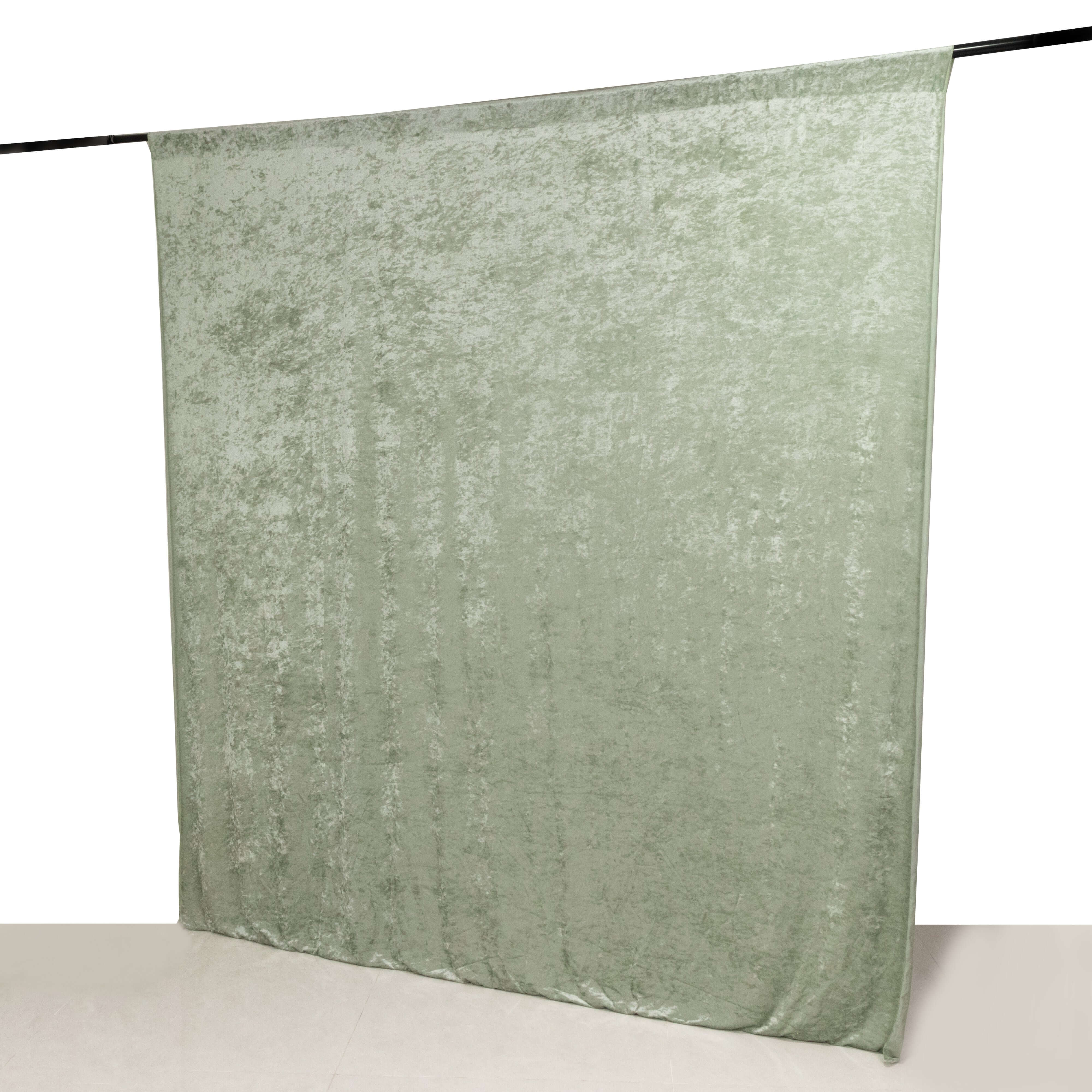 8ftx8ft Sage Green Premium Smooth Velvet Event Curtain Drapes, Privacy Backdrop Event Panel with Rod Pocket