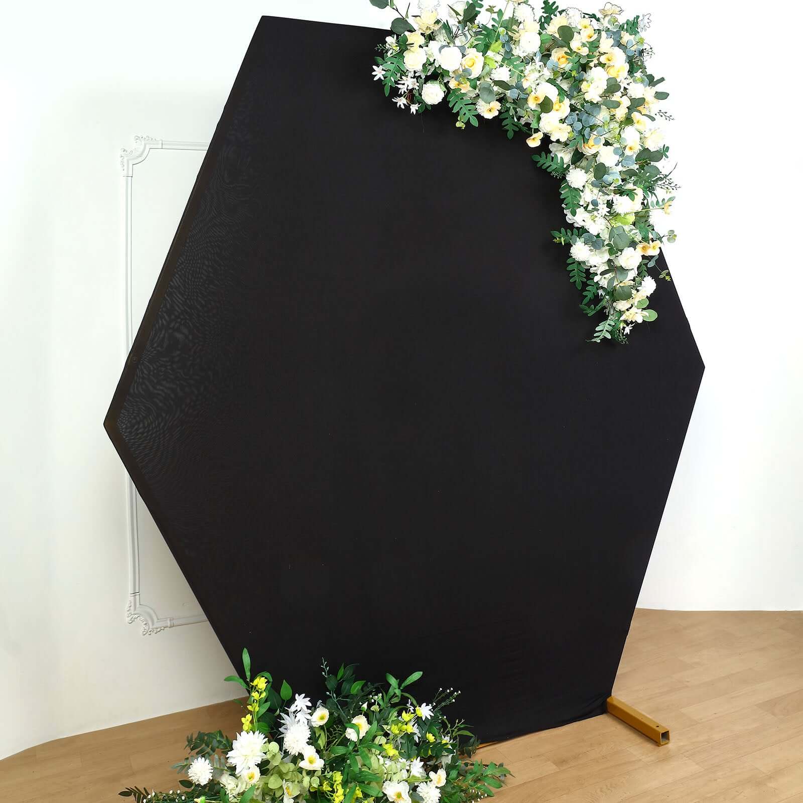 8ftx7ft Black 2-Sided Spandex Fit Hexagon Wedding Arbor Backdrop Cover