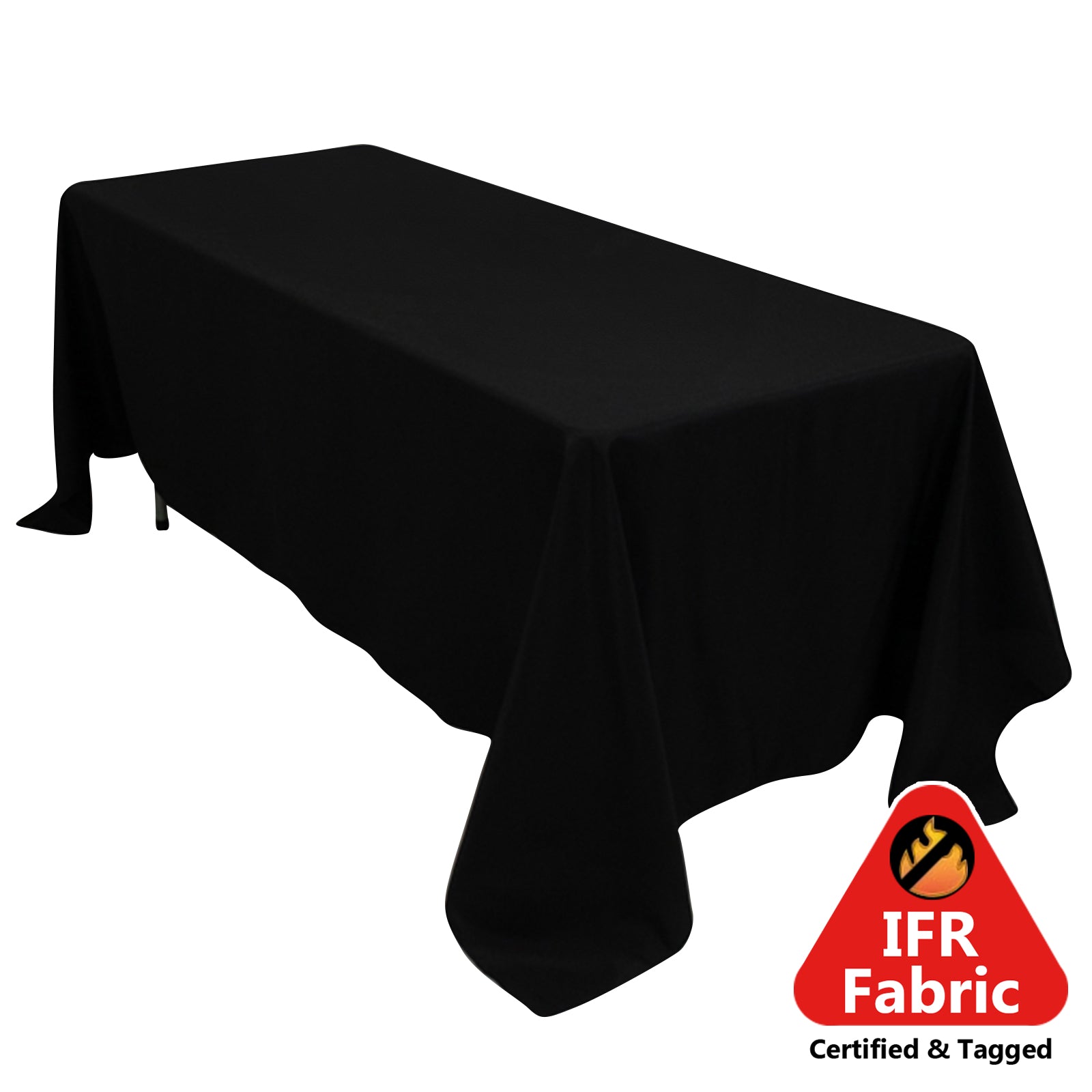 Fire Retardant Premium Polyester 72x120 Rectangular Tablecloth Black - High-Performance Table Cover