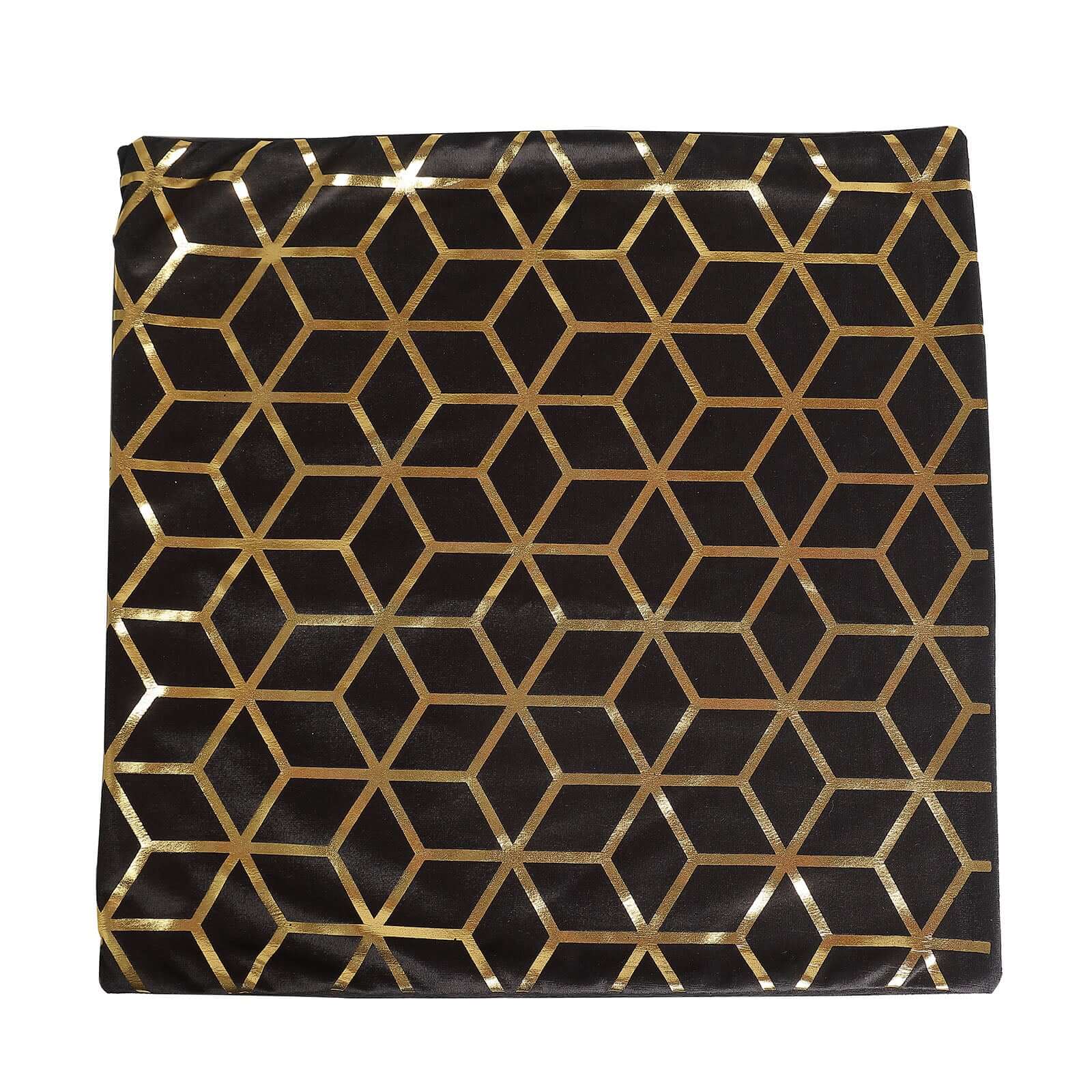 Set Of 4 18 Black Gold Foil Geometric Print Throw Pillow Covers, Velvet Square Sofa Cushion Covers