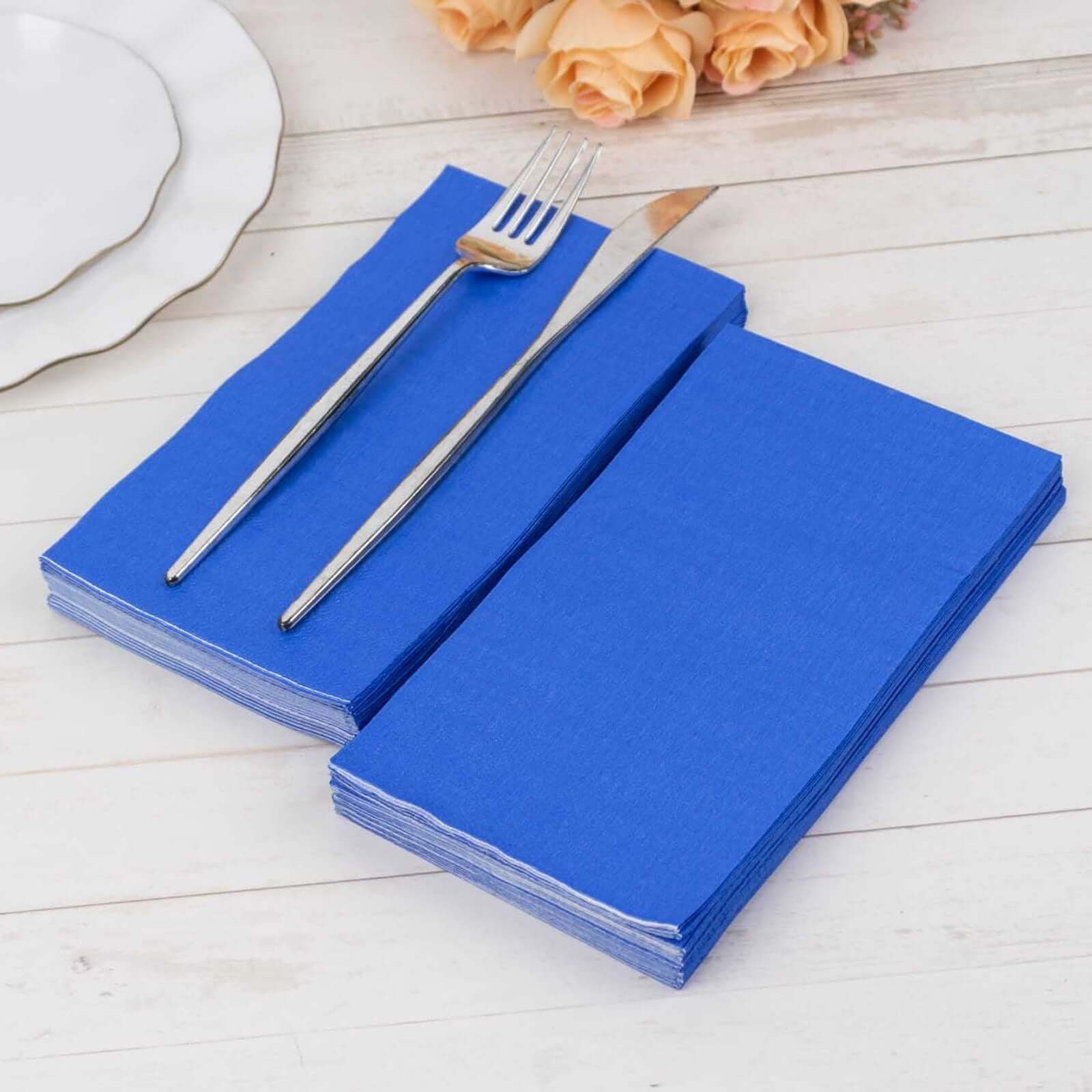 50-Pack Paper Napkins Soft Royal Blue - Disposable 2-Ply Cocktail and Beverage Napkins for Weddings