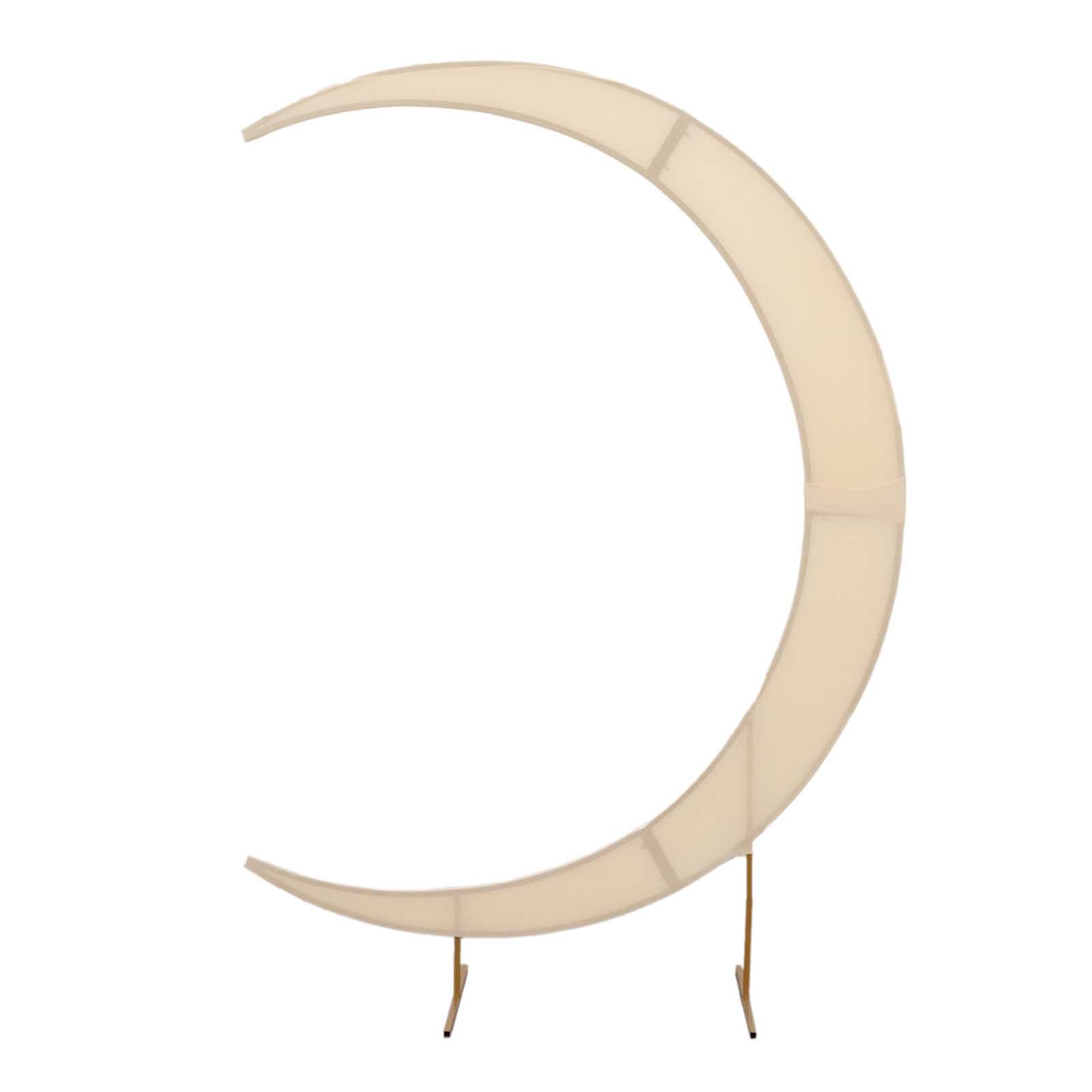 7.5ft Beige Spandex Crescent Moon Wedding Arch Cover, Custom Fitted Chiara Backdrop Stand Cover