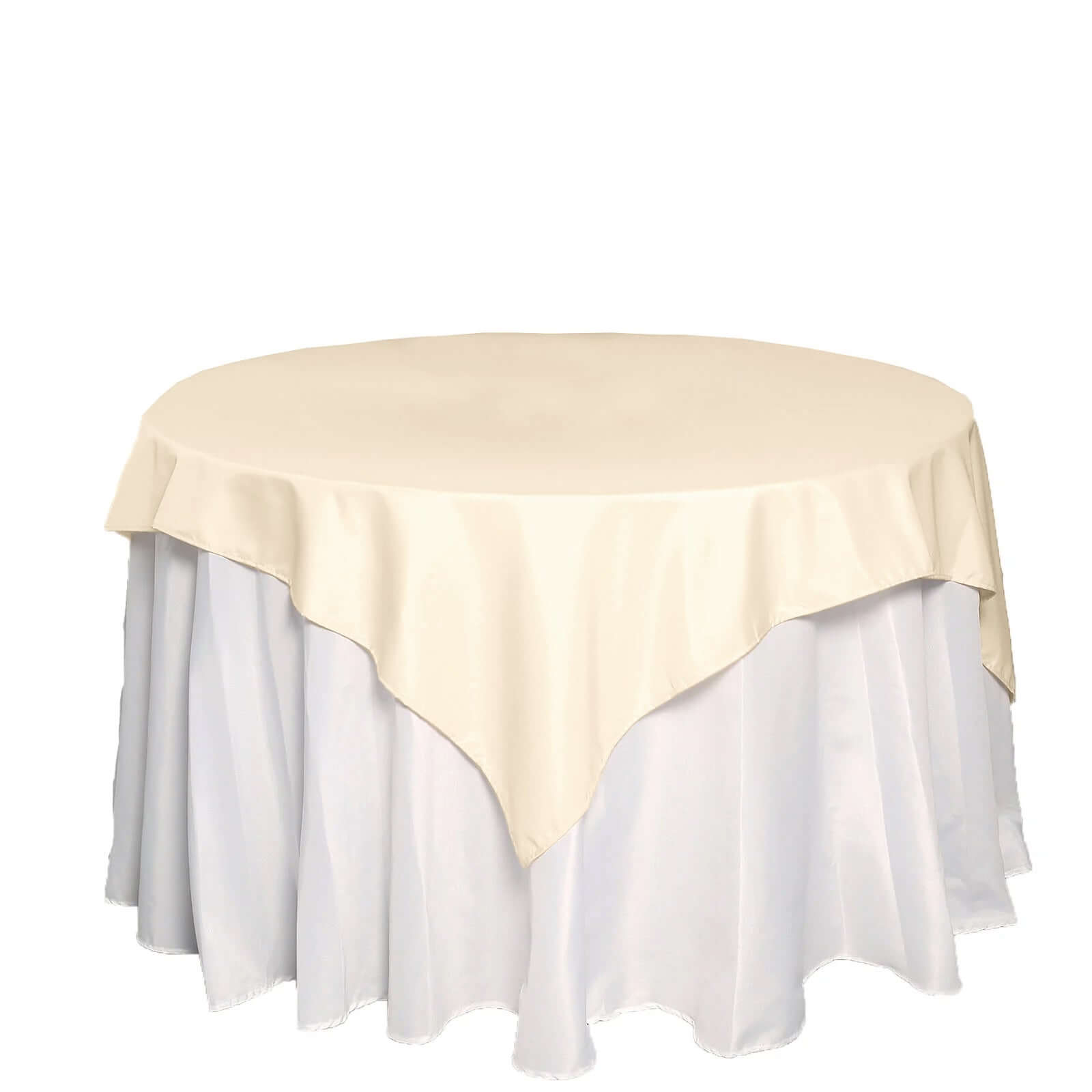 Polyester 70x70 Table Overlay Square Tablecloth Beige - Wrinkle-Resistant & Durable Table Cover