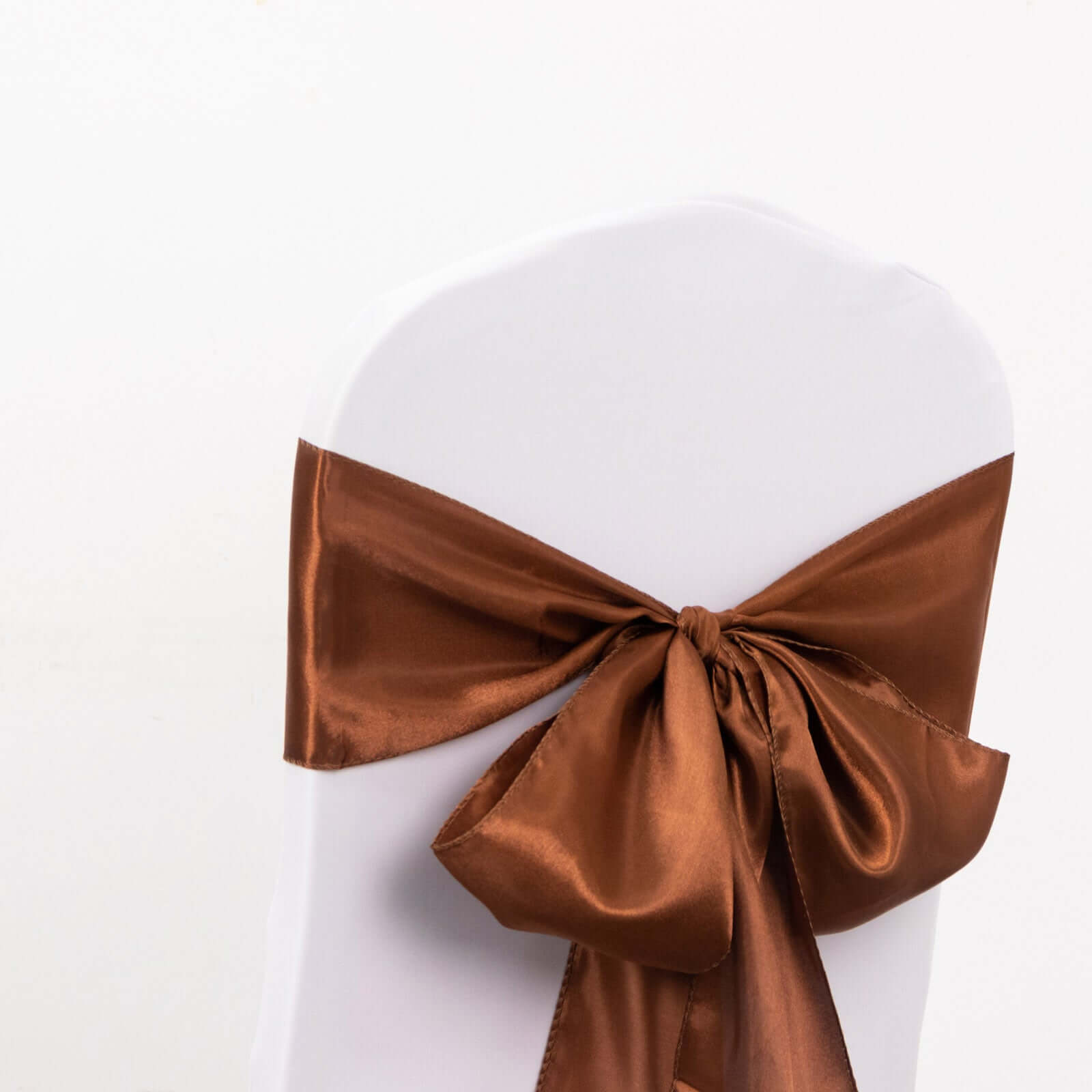 5 Pack Satin Chair Sashes Cinnamon Brown - Durable Chair Bows with Shiny Finish 6x106