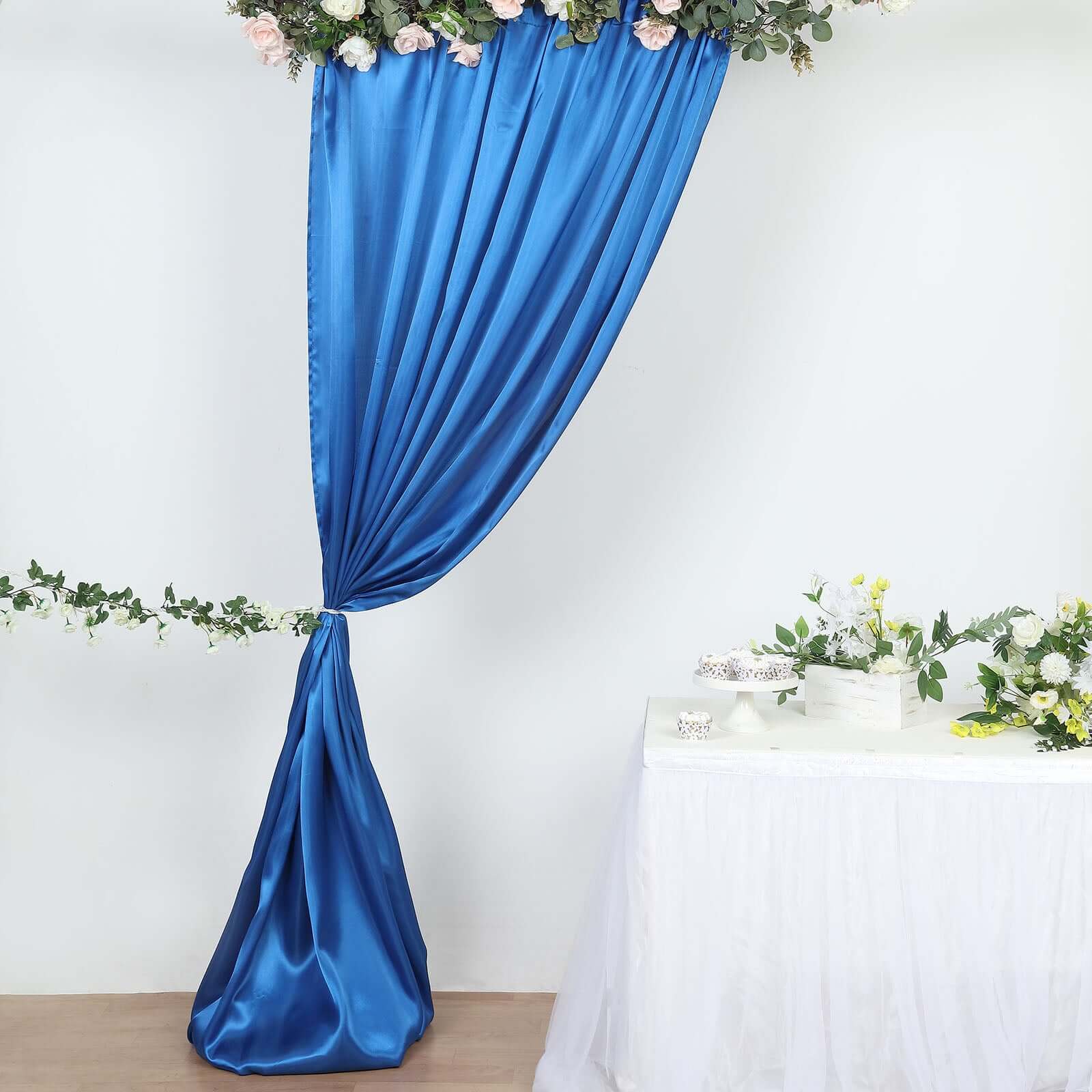 8ftx10ft Royal Blue Satin Event Curtain Drapes, Backdrop Event Panel