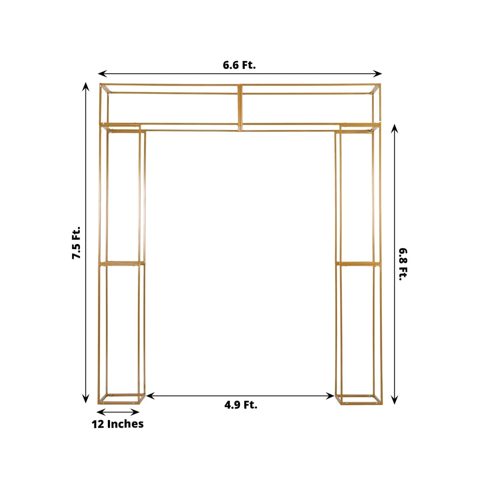 Heavy Duty Gold Metal 3D Rectangular Wedding Arch, 8ft Floral Balloon Frame Backdrop Stand