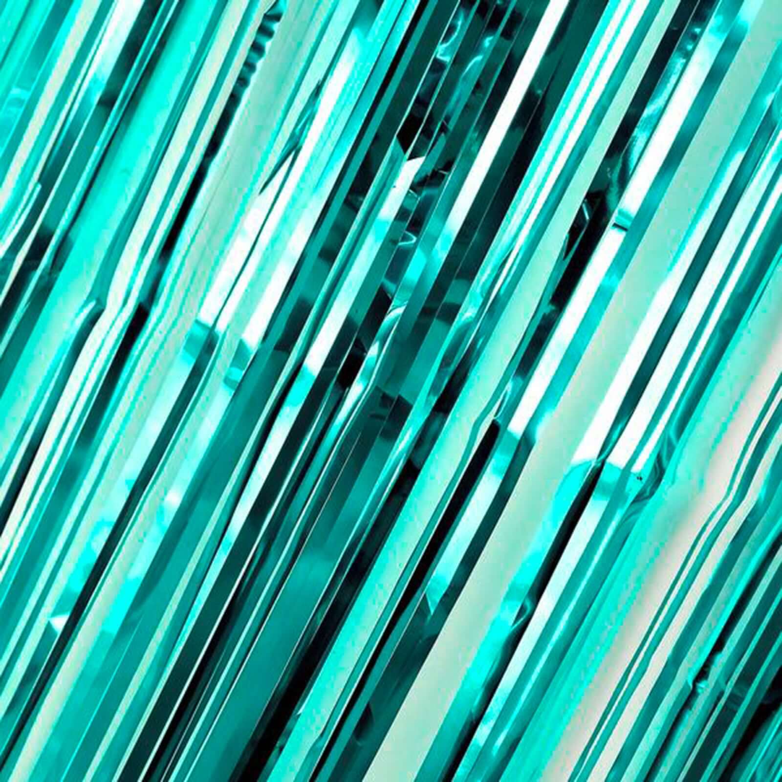 8ft Turquoise Metallic Tinsel Foil Fringe Doorway Curtain Party Backdrop