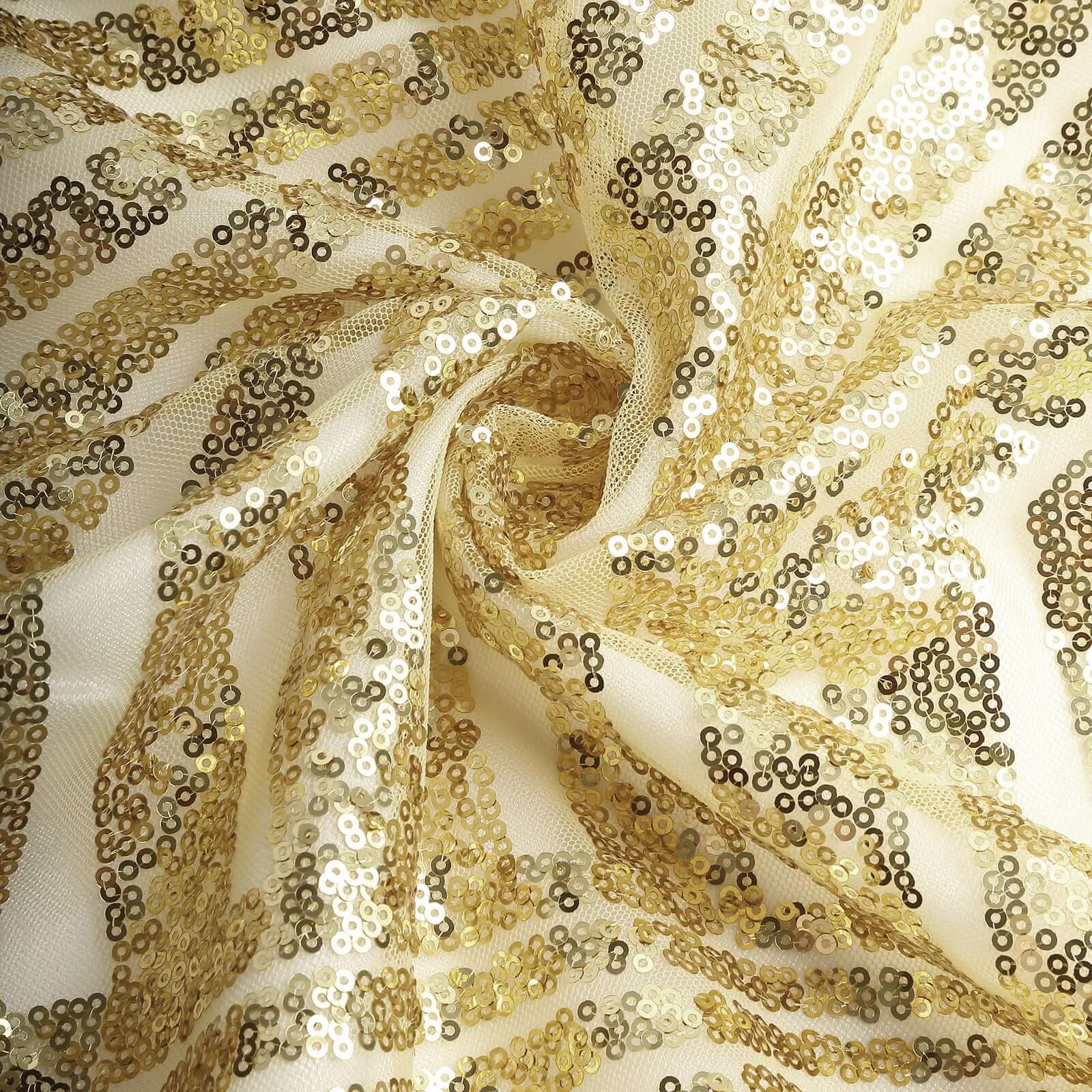 8ftx8ft Gold Geometric Sequin Event Curtain Drapes with Satin Backing, Seamless Opaque Sparkly Backdrop Event Panel in Diamond Glitz Pattern