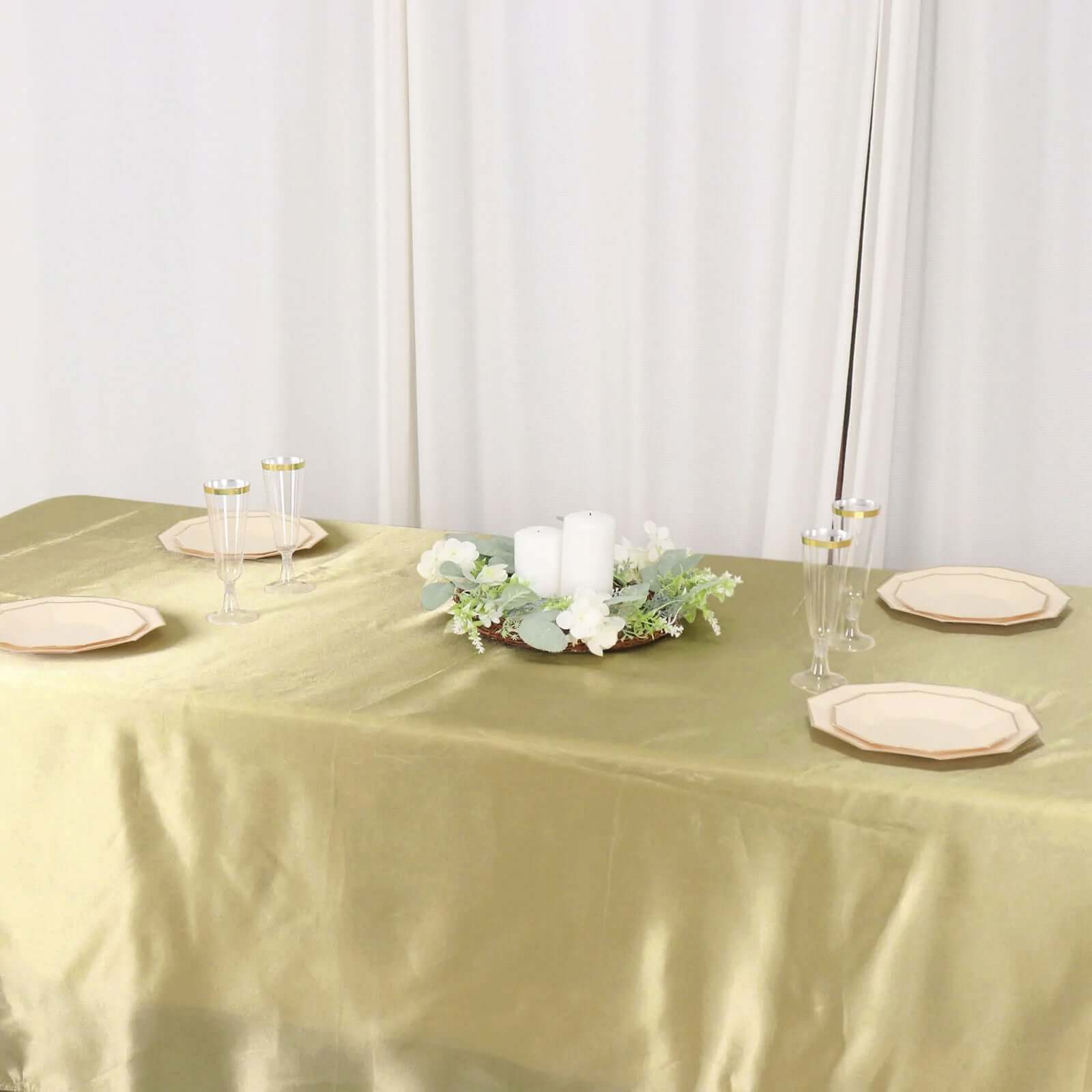 Satin Rectangular 60x126 Tablecloth Champagne - Smooth and Lustrous Table Cover