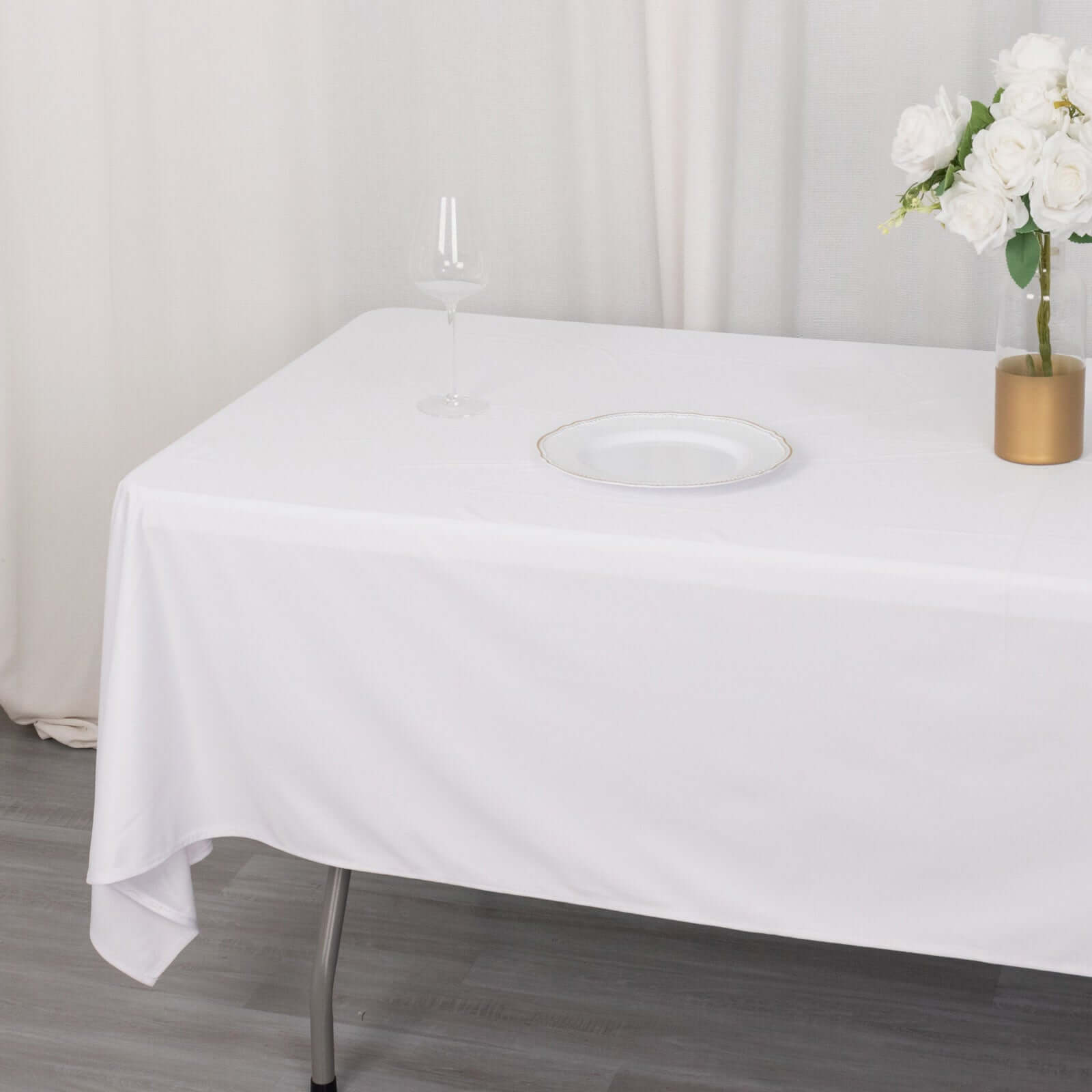 Premium Scuba Rectangular 60x102 Tablecloth White - Wrinkle Free & Stain Resistant Table Cover for Weddings and Banquets