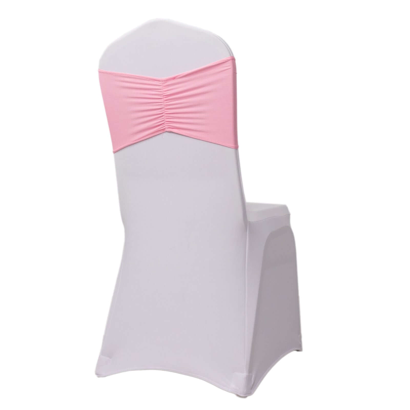 5 Pack Spandex Chair Sashes Pink Ruffled Style - Wide Easy to Use Stretch Chair Bands 8x13