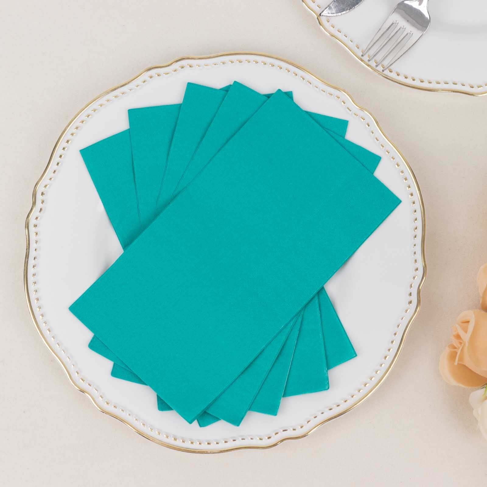 50-Pack Paper Napkins Soft Turquoise - Disposable 2-Ply Cocktail and Beverage Napkins for Weddings