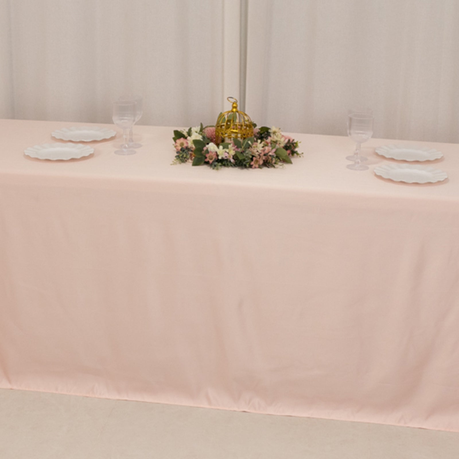 Lamour Satin 90x156 Rectangle Tablecloth Blush - Luxurious, Soft Seamless Table Cover