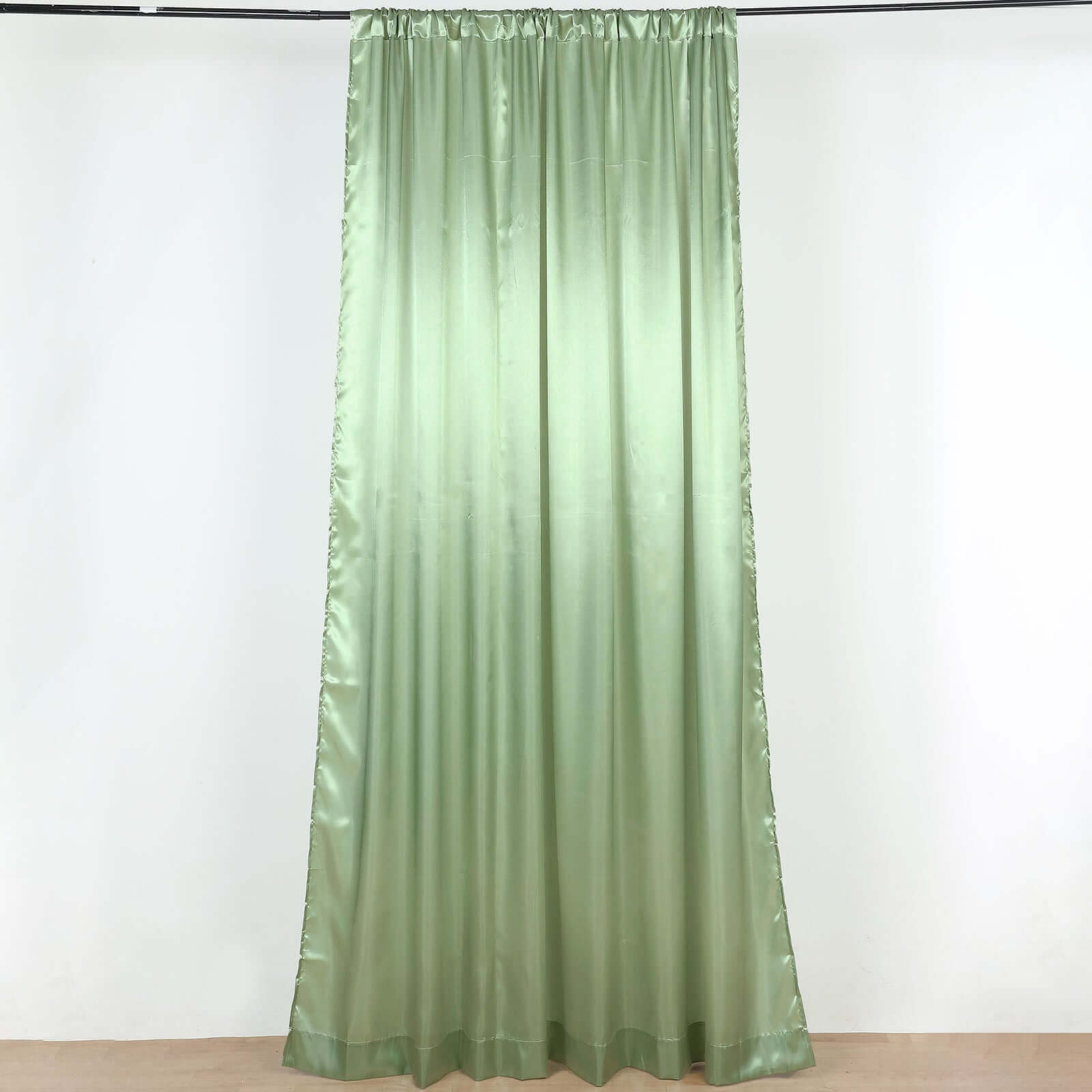 8ftx10ft Sage Green Satin Event Curtain Drapes, Backdrop Event Panel