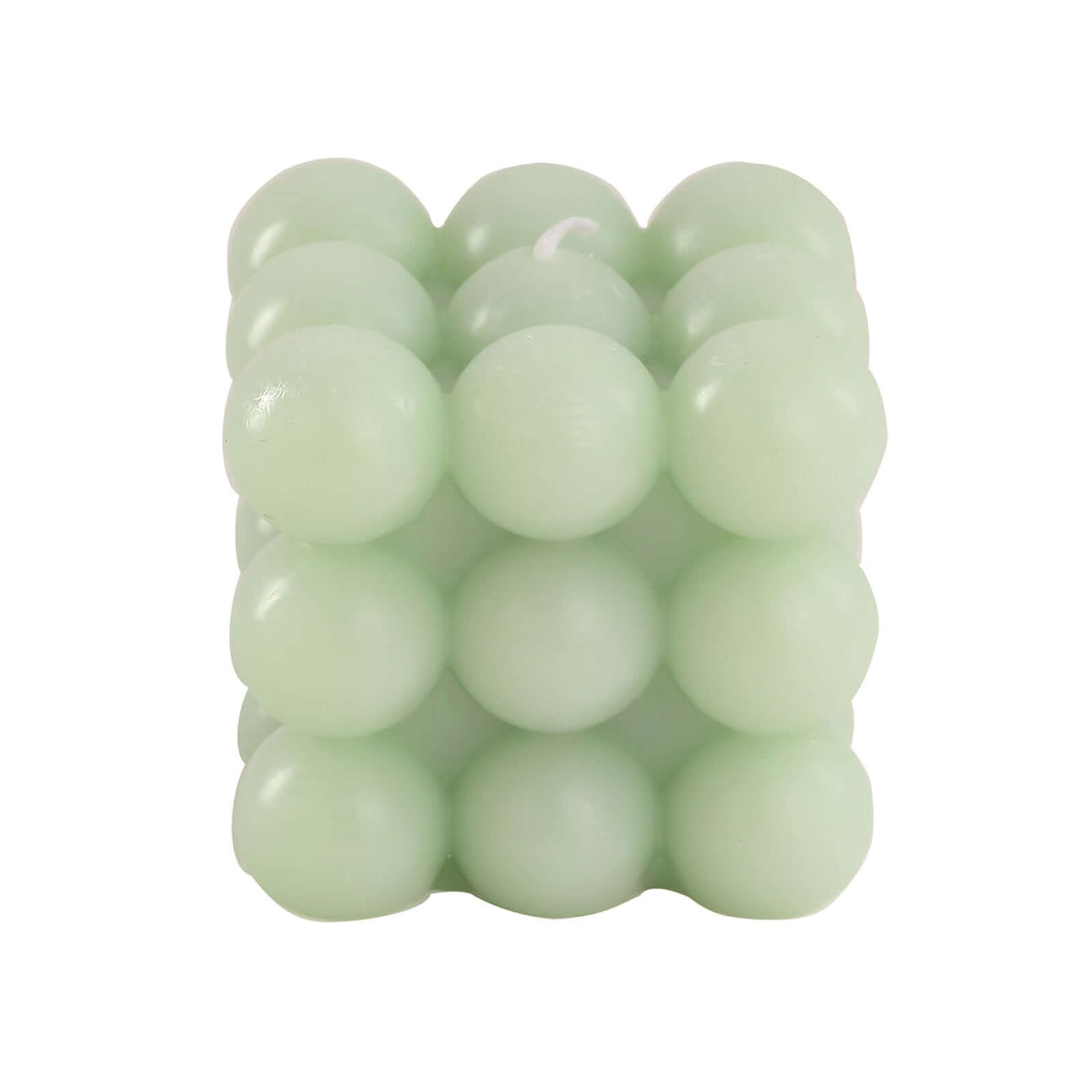 2-Pack Decorative Paraffin Wax Candles Bubble Cube Design Sage Green - Unscented Long Burning Pillar Candle Set 2