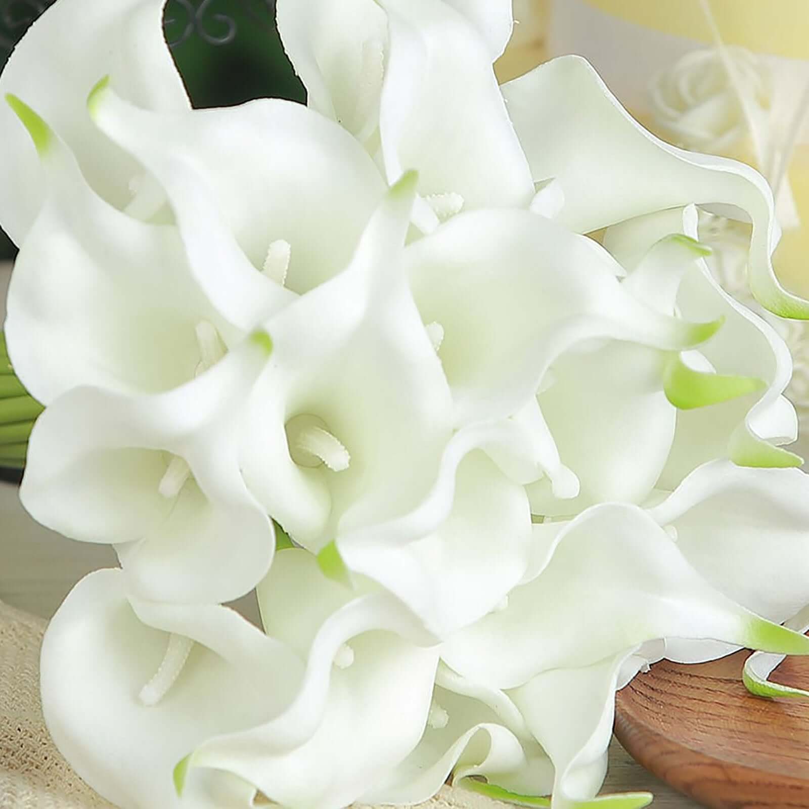 20 Stems 14 White Artificial Poly Foam Calla Lily Flowers