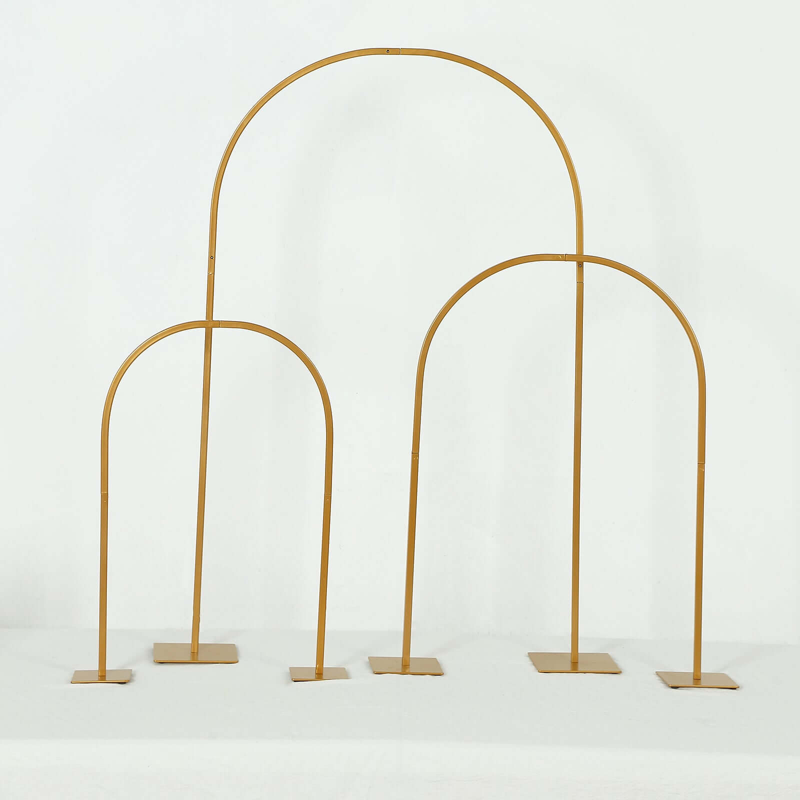 Set of 3 Chiara Arch Table Centerpieces Gold Metal - Detachable Flower Stand Frame for Weddings 20, 23, 35