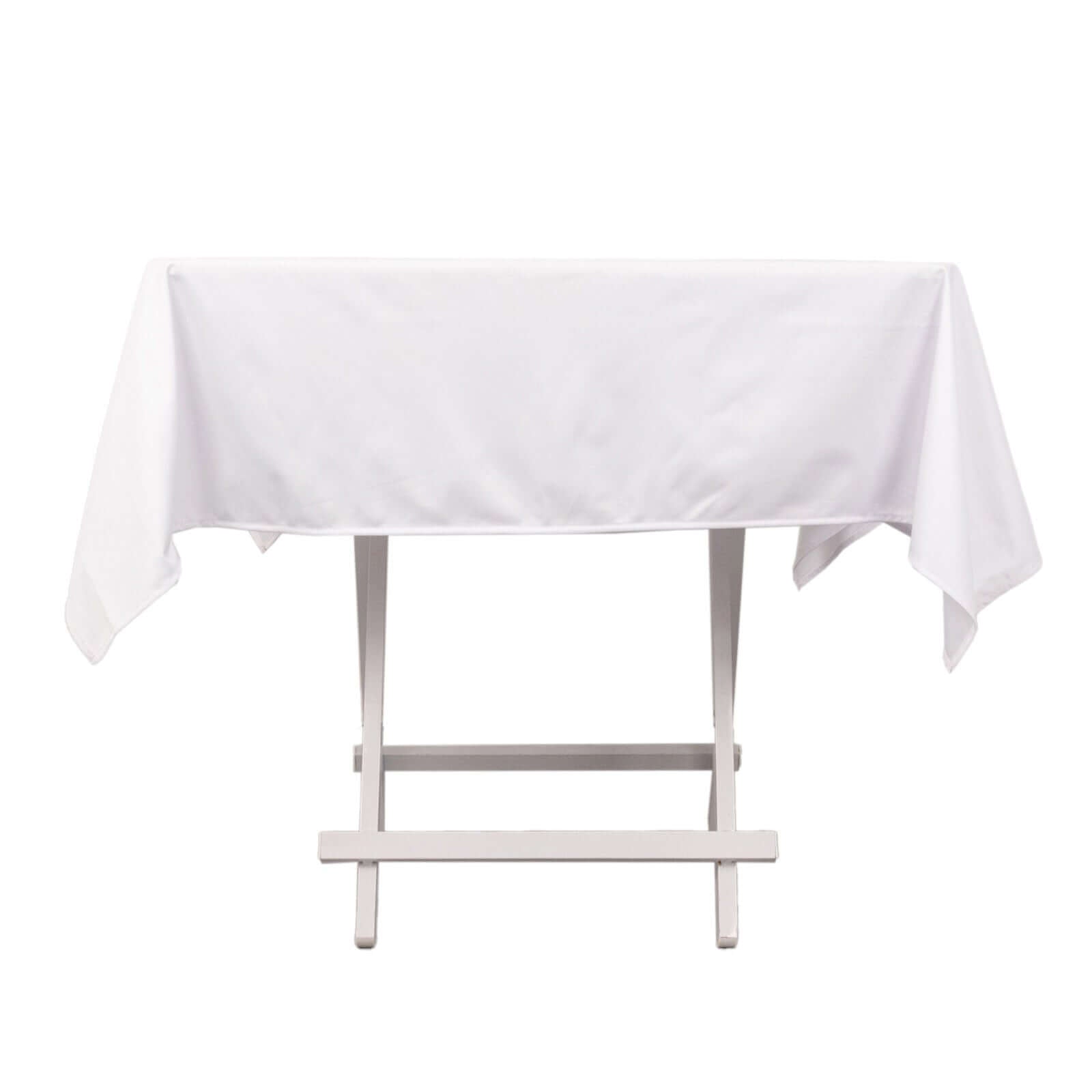 Premium Scuba Square 54x54 Tablecloth White - Wrinkle Free & Stain Resistant Table Cover for Weddings & Events