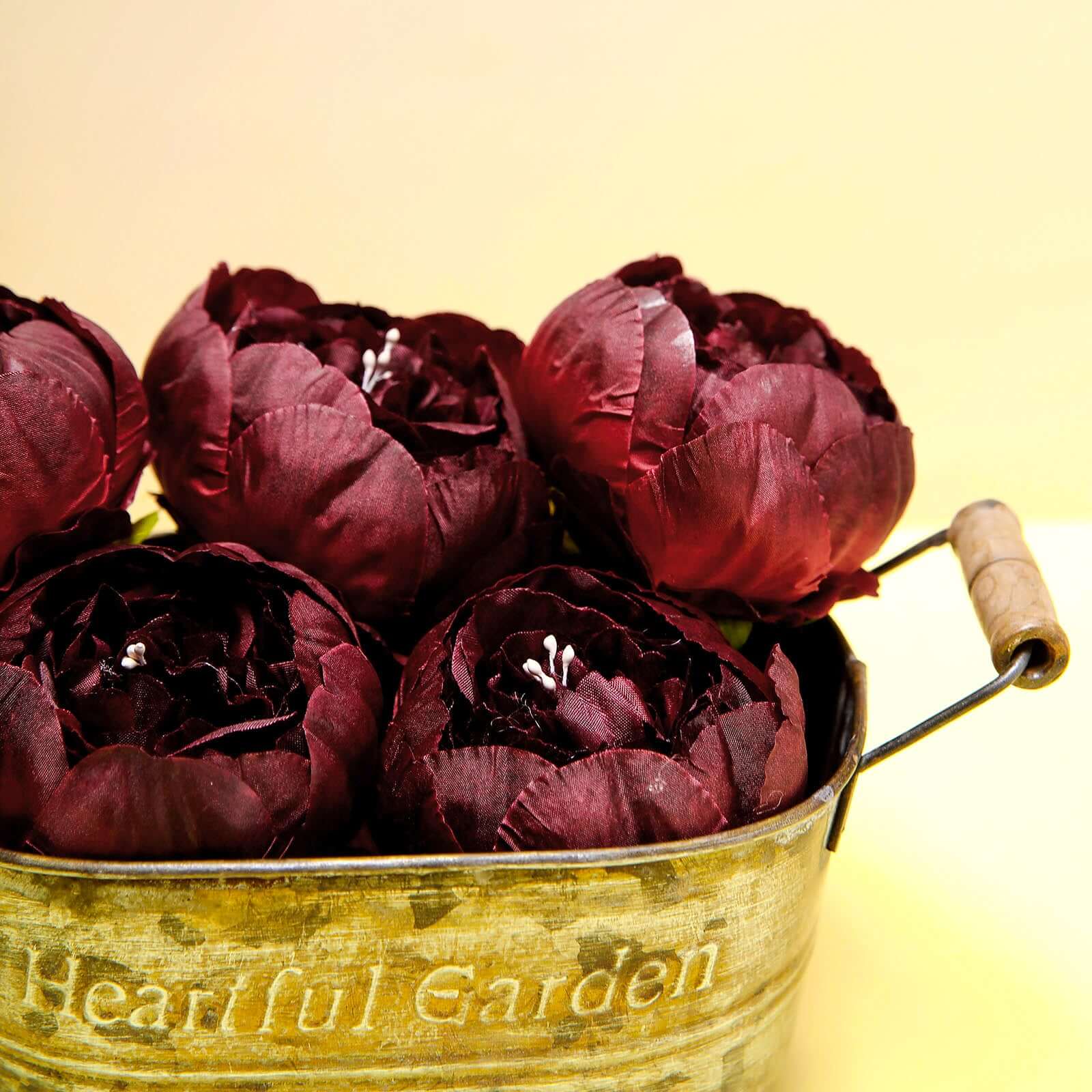 10-Pack Artificial Peony Flower Heads Burgundy - Versatile Faux Craft Flowers for DIY Event Styling Scrapbooking & Floral Arrangements 3