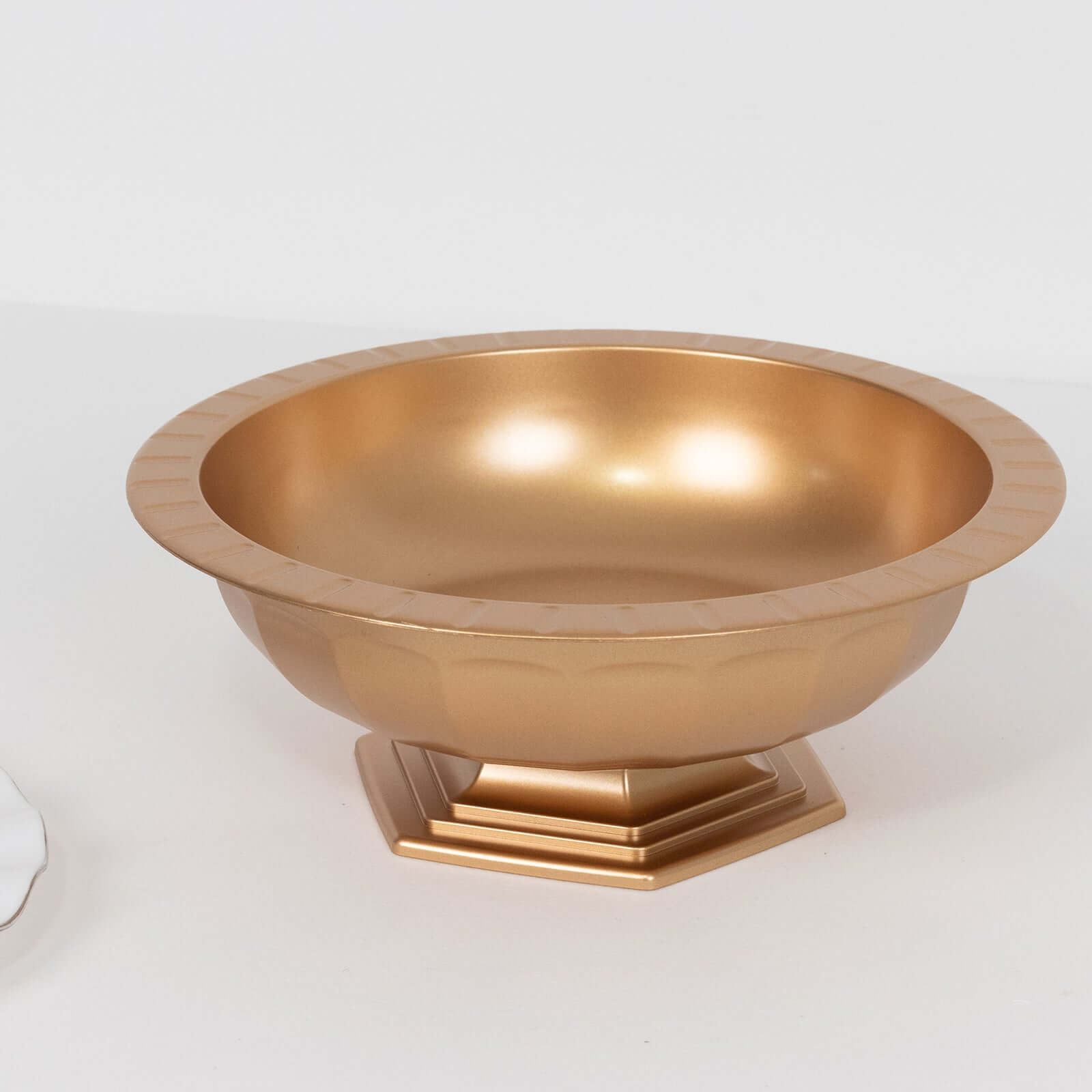 3-Pack Plastic Footed Compote Bowl Flower Vases Roman Style Gold - Round Decorative Pedestal Table Centerpieces 10