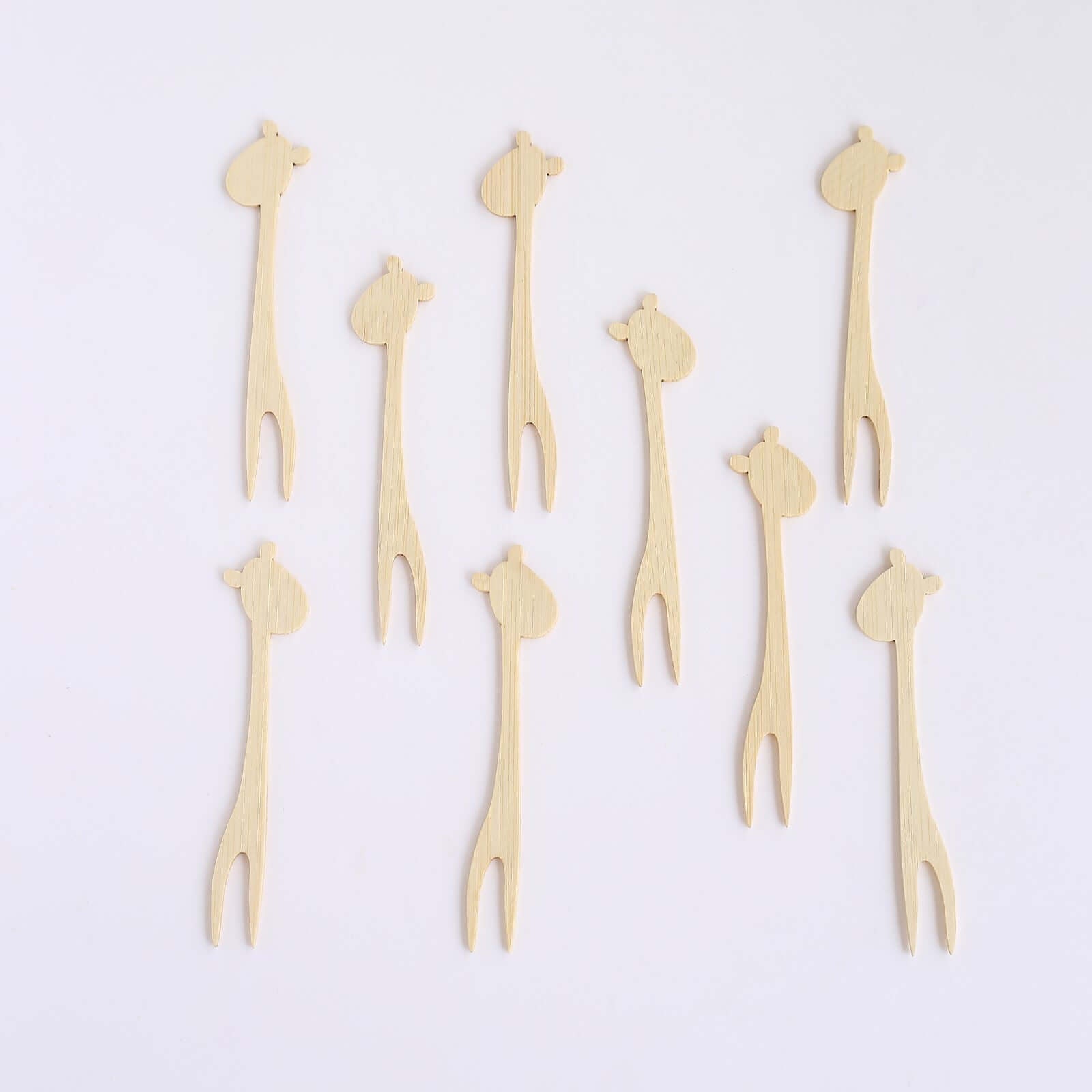 100-Pack Bamboo Cocktail Picks Giraffe Mini Forks Double Pronged Design Natural - Biodegradable Eco Friendly Party Supplies 4