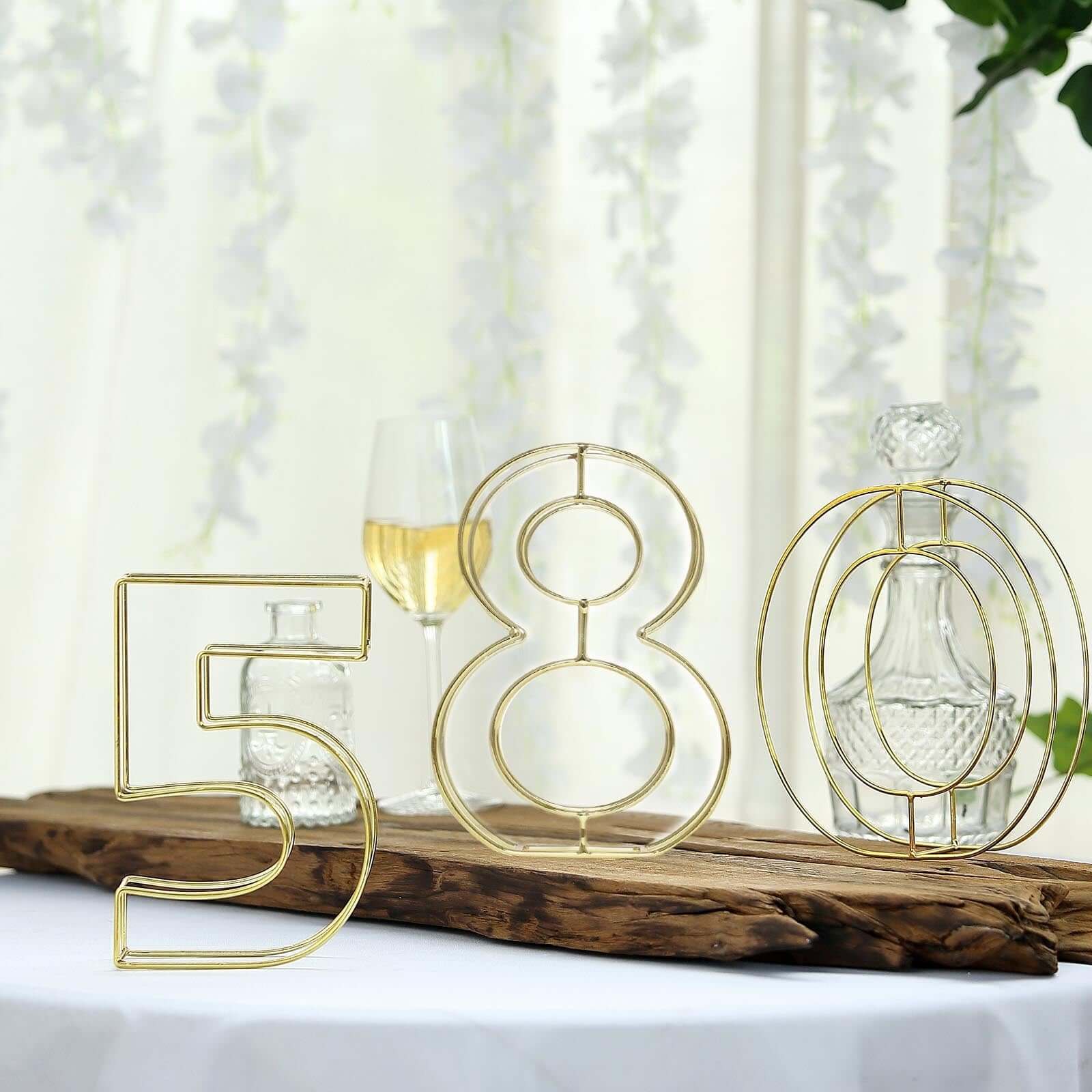 8 Tall Gold Freestanding 3D Decorative Metal Wire Numbers, Wedding Table Numbers -8