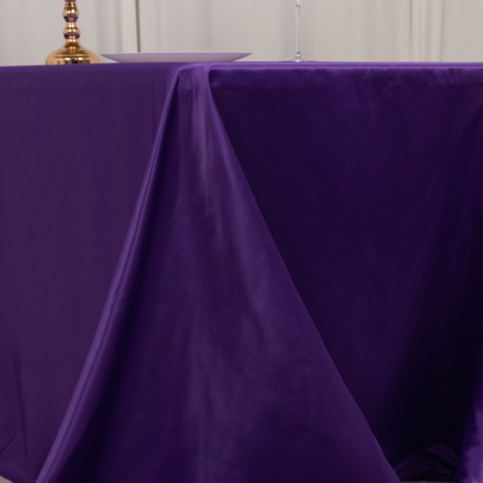 Lamour Satin 90x132 Rectangle Tablecloth Purple - Soft & Silk-Like Seamless Table Cover