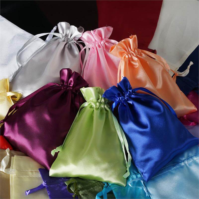 12 Pack 6x9 Light Blue Satin Wedding Party Favor Bags, Drawstring Pouch Gift Bags