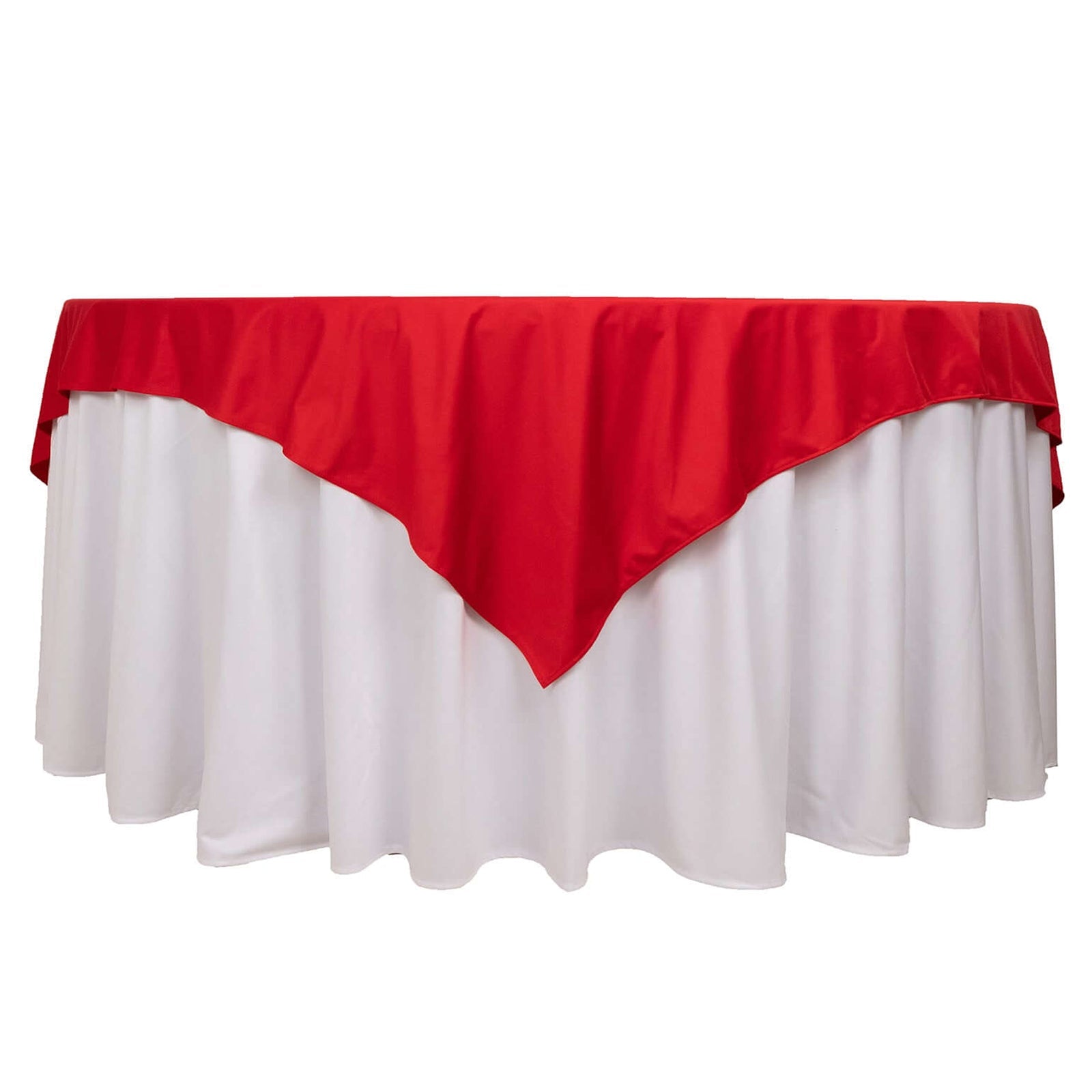 Premium Scuba 70x70 Table Overlay Square Tablecloth Red - Wrinkle Free & Stain Resistant Table Cover