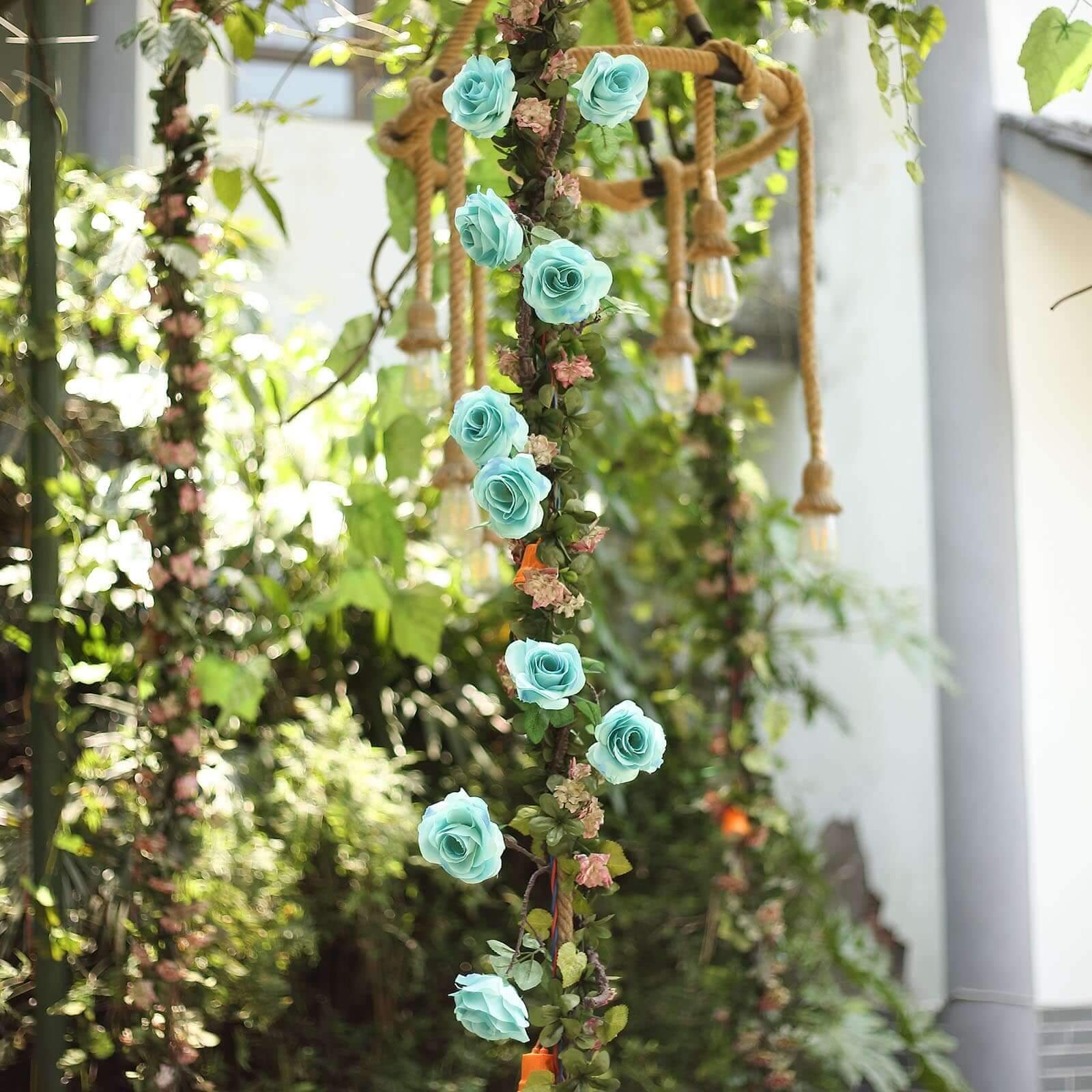 6ft Aqua Turquoise Artificial Silk Rose Hanging Flower Garland Vine