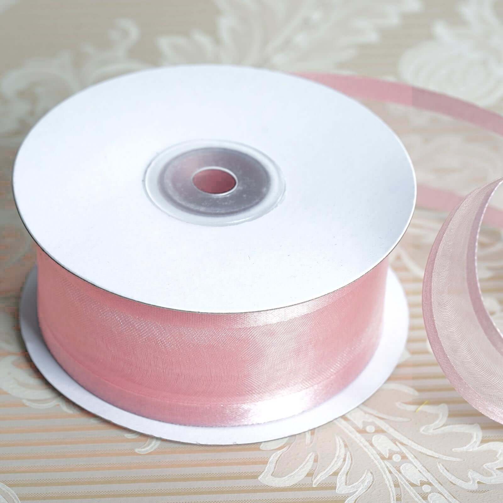 25 Yards 1.5 Blush Sheer Organza Ribbon With Satin Edges