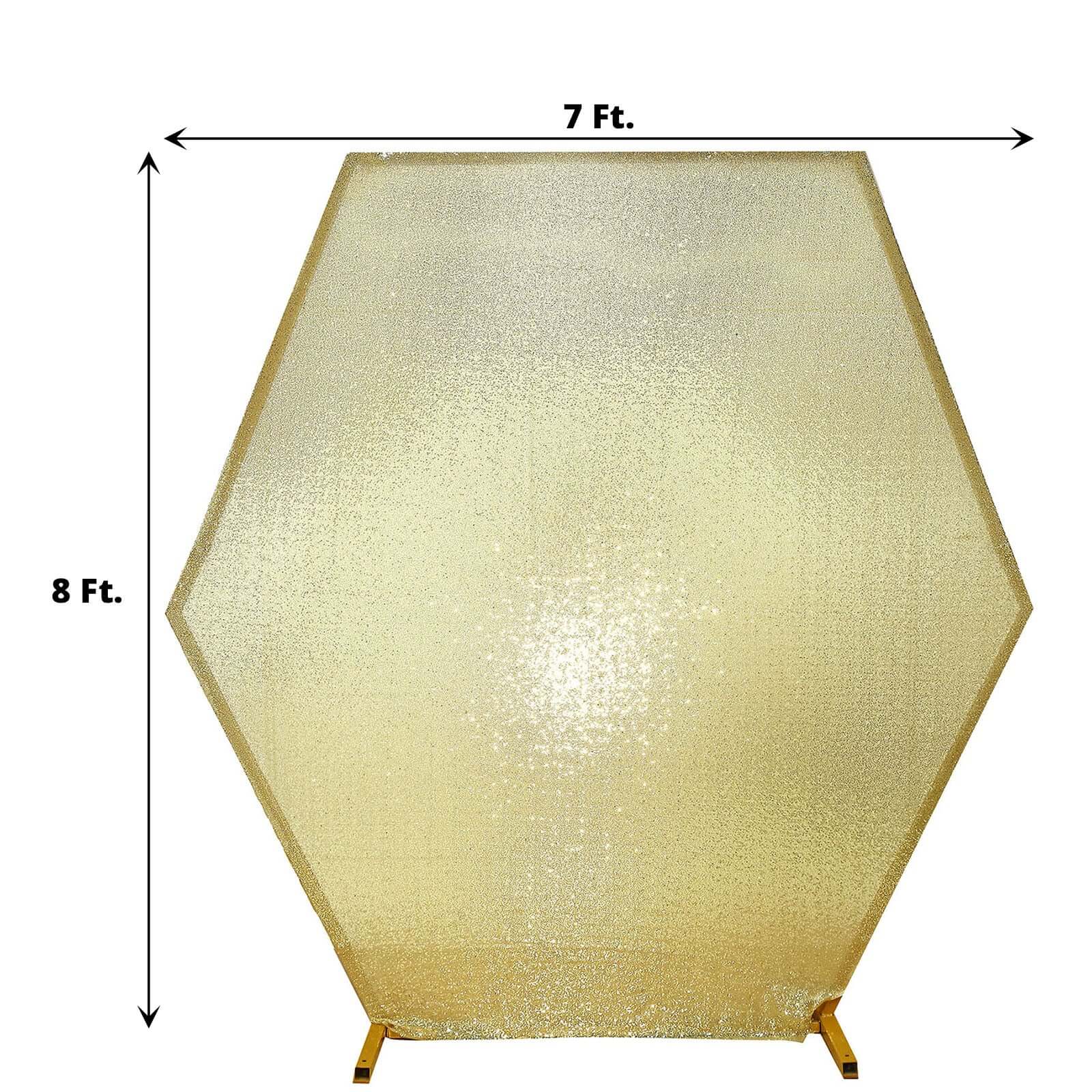 8ftx7ft Champagne Shiny Sequin Hexagon Backdrop Stand Cover, Shiny Sparkle 2-Sided Custom Fit Wedding Arch Cover