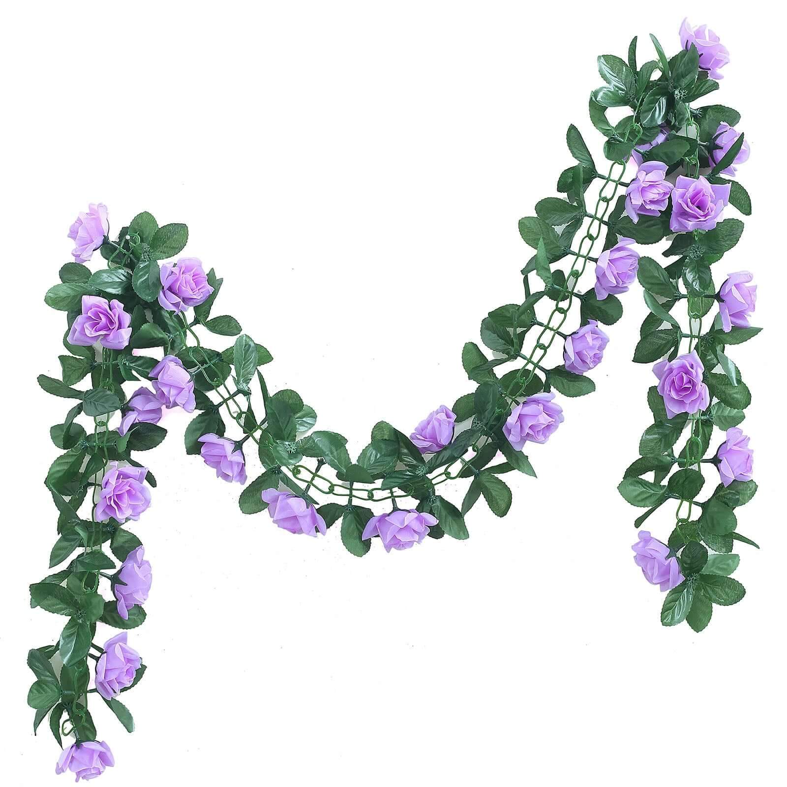 6ft Lavender Lilac Artificial Silk Rose Garland UV Protected Flower Chain