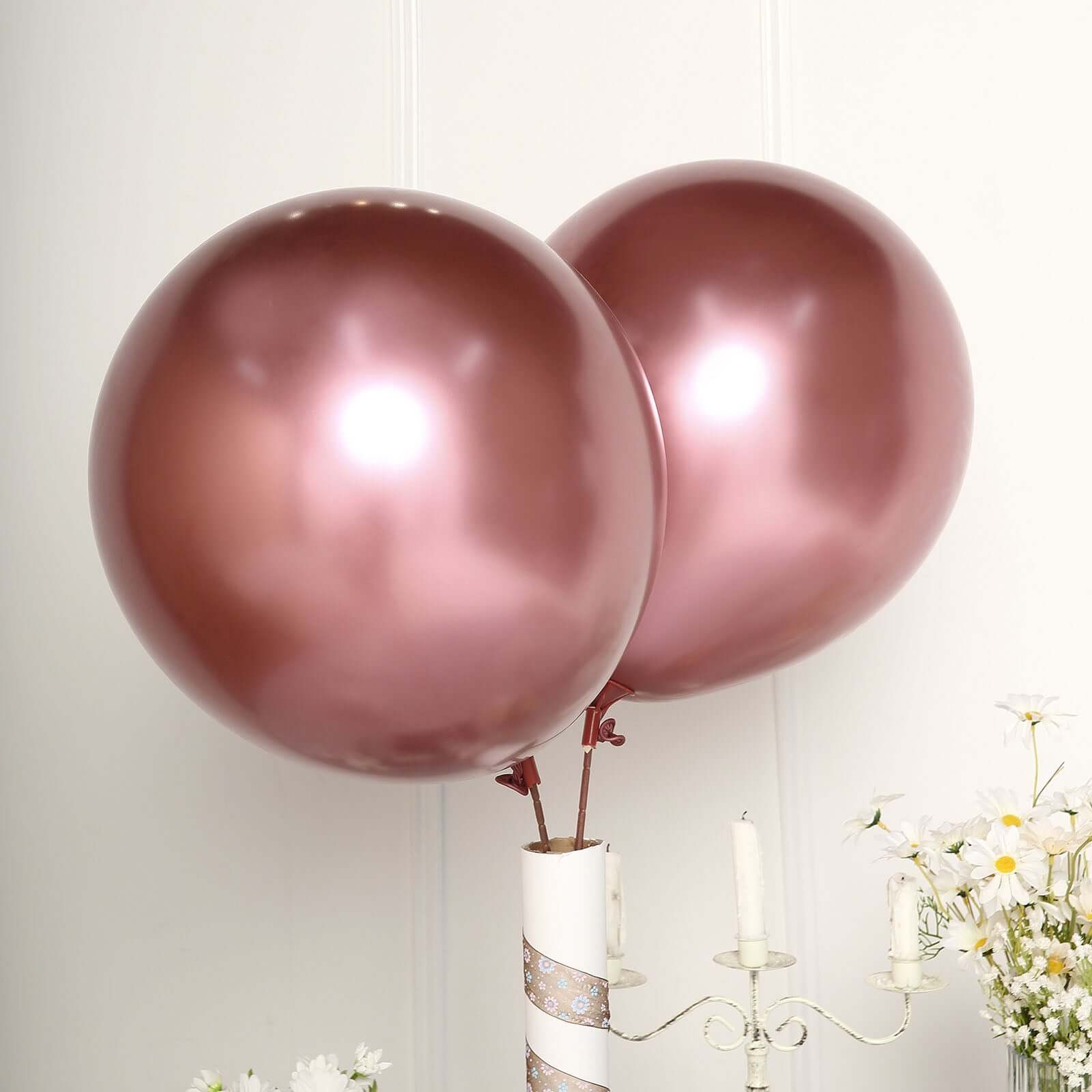 5 Pack 18 Metallic Chrome Pink Latex Helium or Air Party Balloons