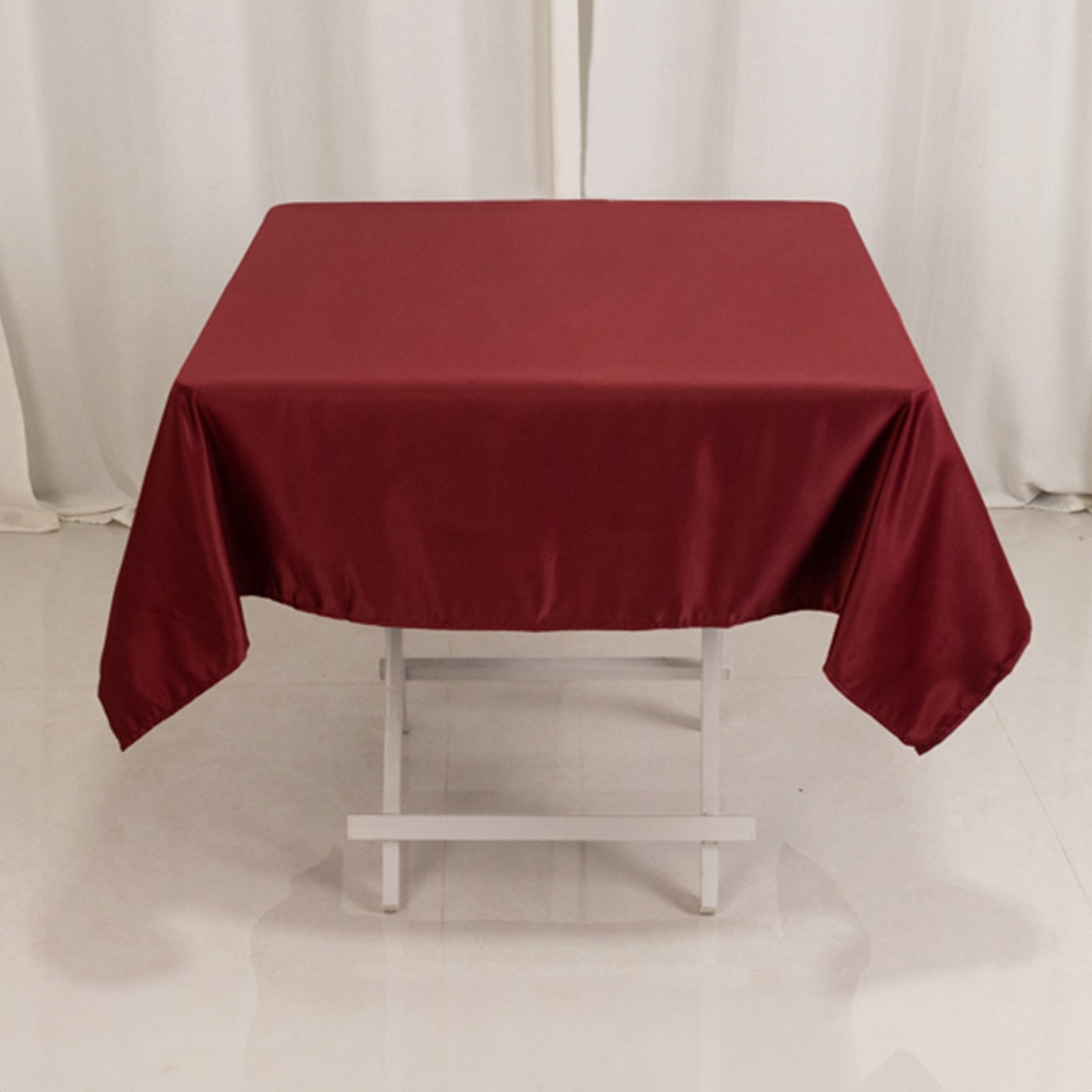 Lamour Satin 54x54 Square Tablecloth Burgundy - Durable & Silk-Like Table Cover