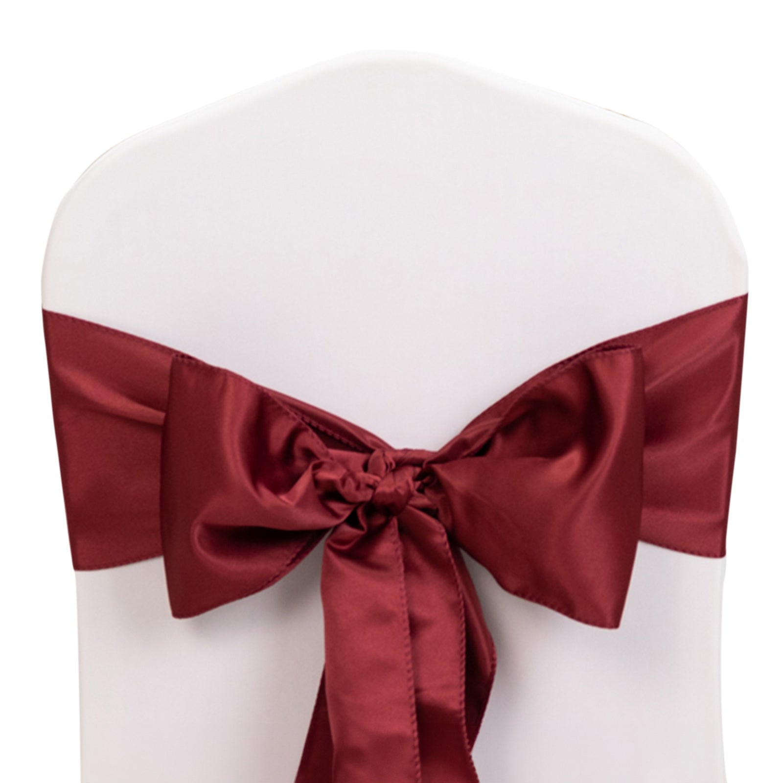 5 Pack Lamour Satin 6x106 Chair Sashes Burgundy - Stylish Reusable Decorative Bows