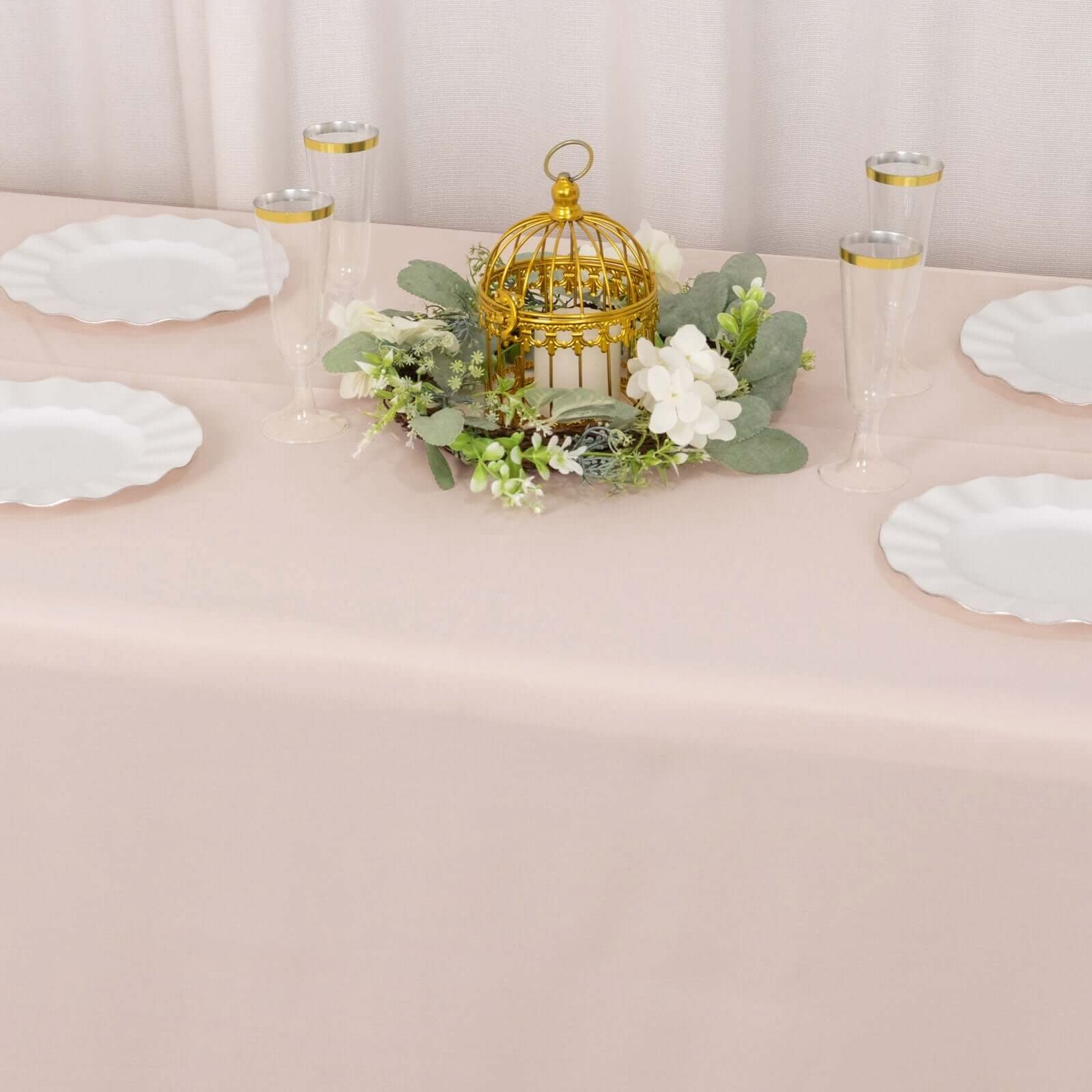 Premium Polyester 90x156 Rectangle Tablecloth Blush - Seamless 220GSM Stain-Resistant Table Cover