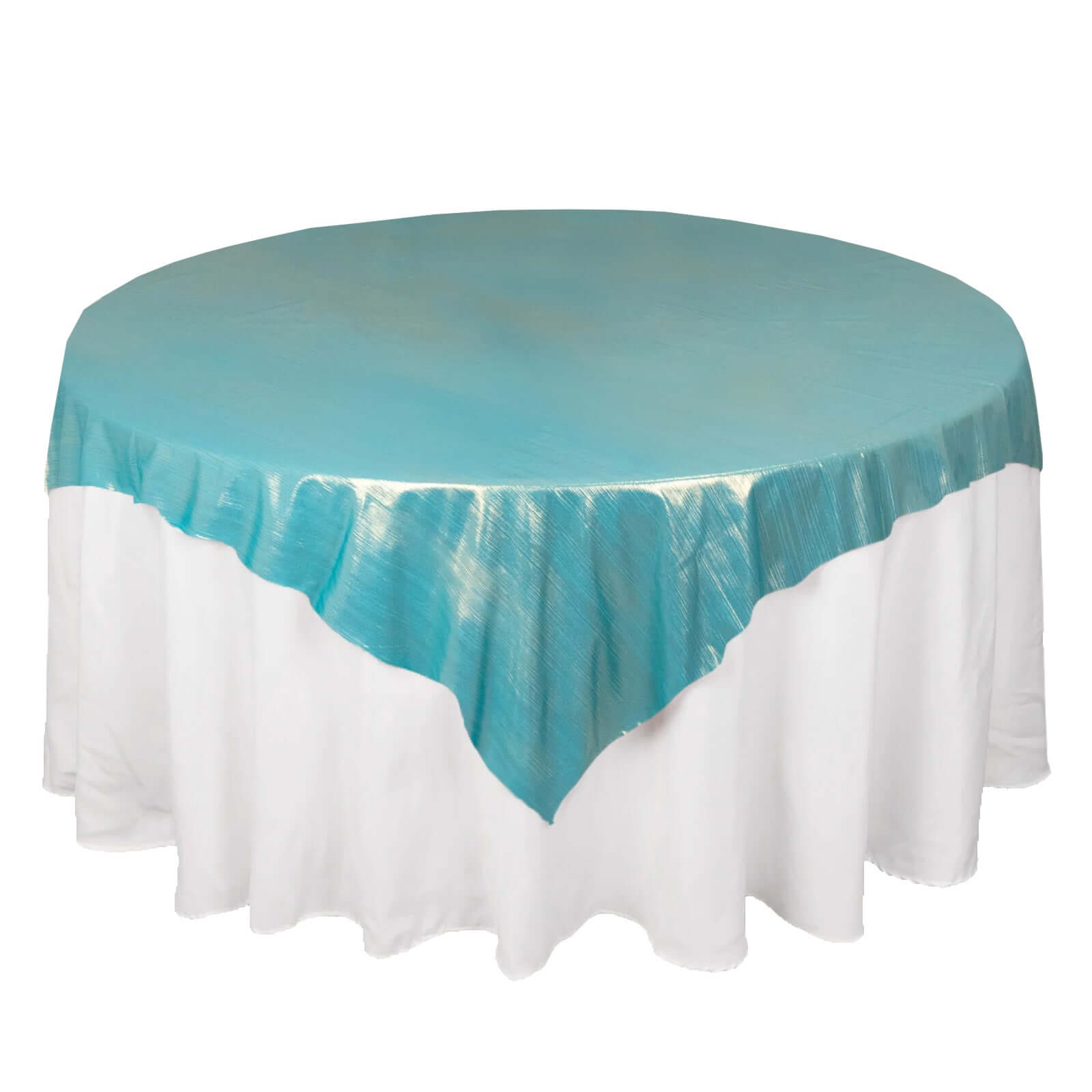 Polyester 72x72 Table Overlay Square Tablecloth Turquoise - Sequin Dots Wrinkle-Free Table Cover