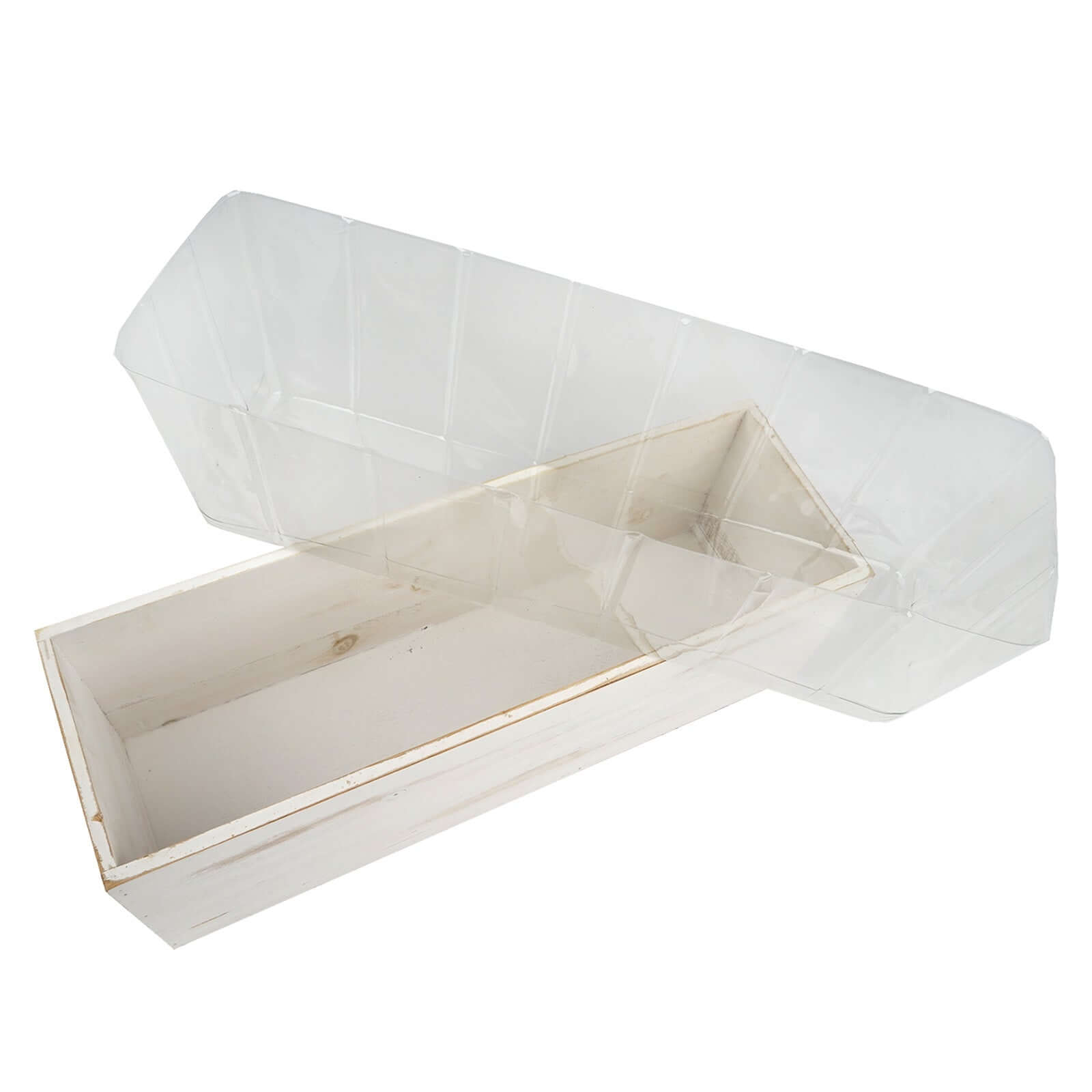 Whitewash Wood Planter Rectangular Box 18x6- Durable Decor with Removable Plastic Liner for Table Displays