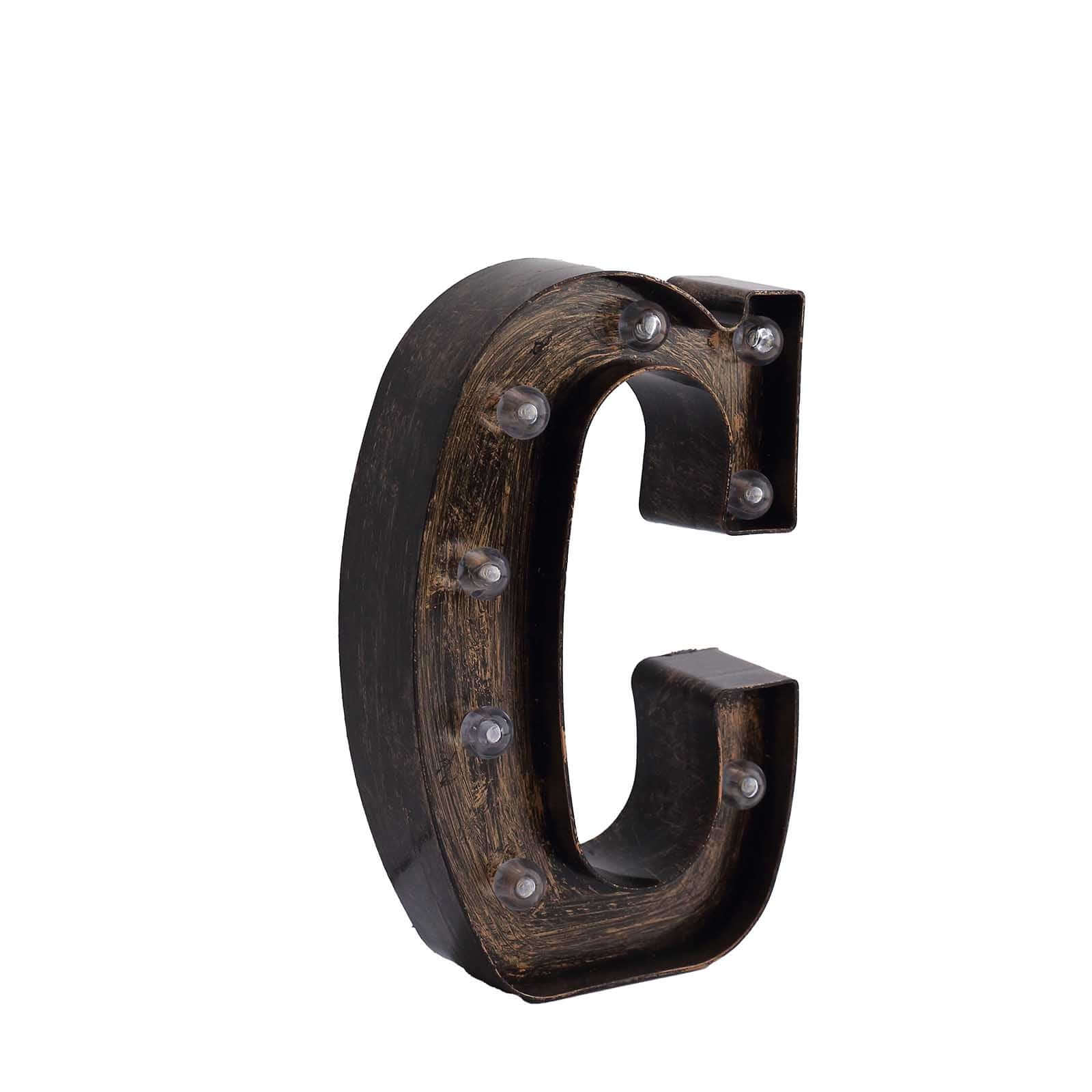 LED Marquee Letter C Industrial Style Antique Black - Light-Up Alphabet Sign for Weddings & Displays 9