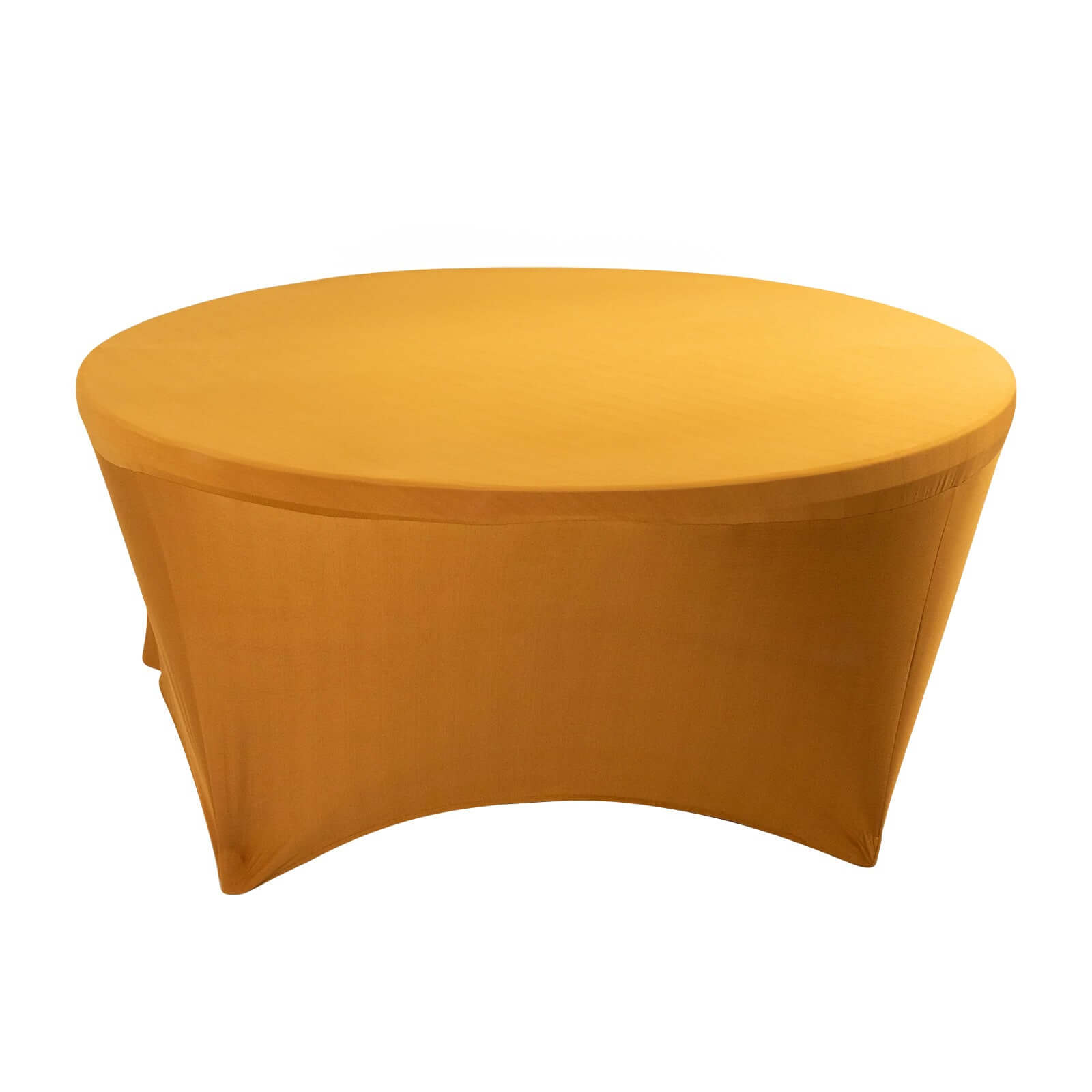 Stretch Spandex 6ft Round Tablecloth Gold - Durable Form-Fitting Table Cover for Events & Presentations