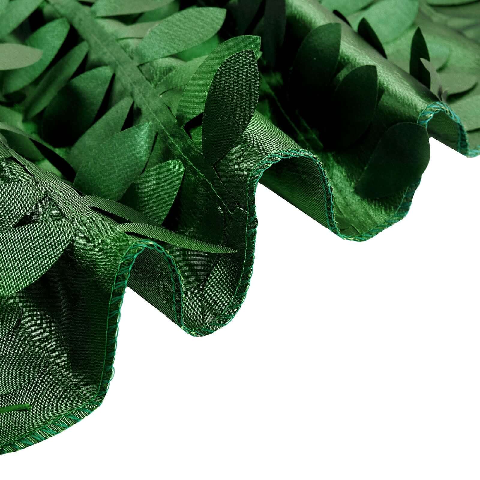 Taffeta 132 Round Tablecloth Green Leaf | 3D Leaf Petal Design Seamless Table Cover