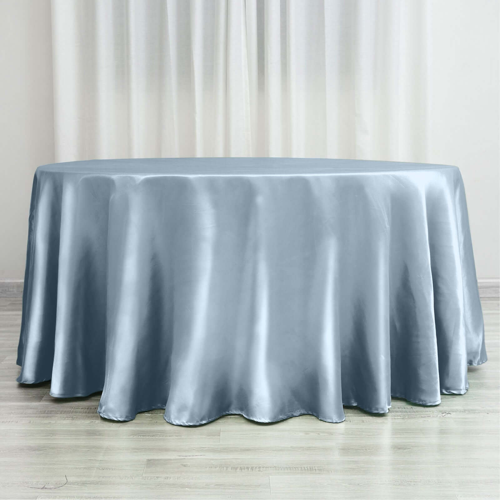 Satin 120 Round Tablecloth Dusty Blue - Stylish Seamless Table Cover