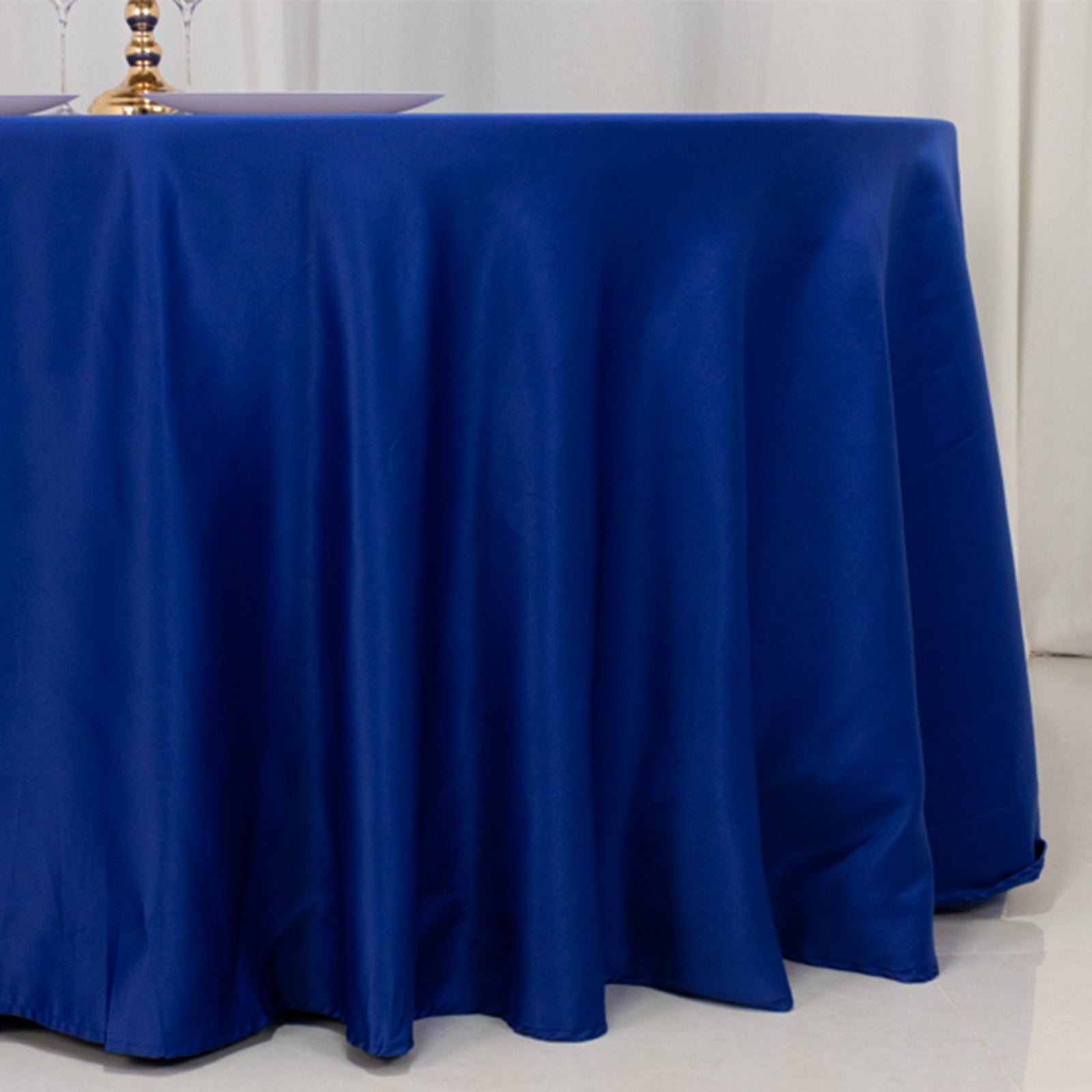 Lamour Satin 120 Round Tablecloth Royal Blue - Seamless Table Cover with Soft Tempered Sheen