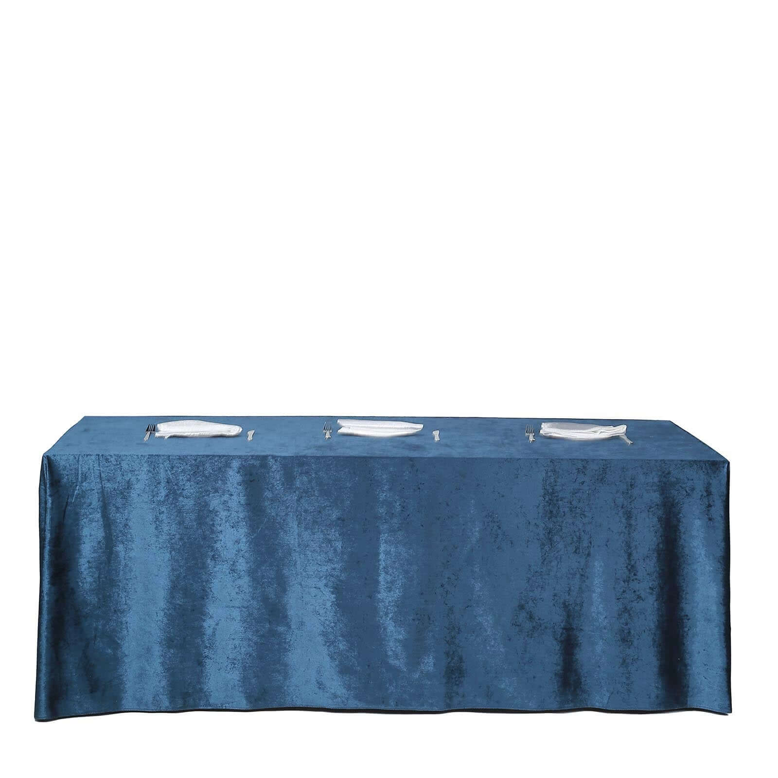 Premium Velvet 90x156 Rectangle Tablecloth Hunter Navy Blue - Reusable Soft & Seamless Table Cover